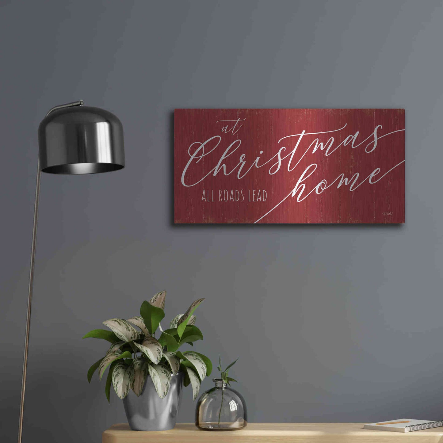 Luxe Metal Art 'At Christmas' by Kate Sherrill, Metal Wall Art,24x12