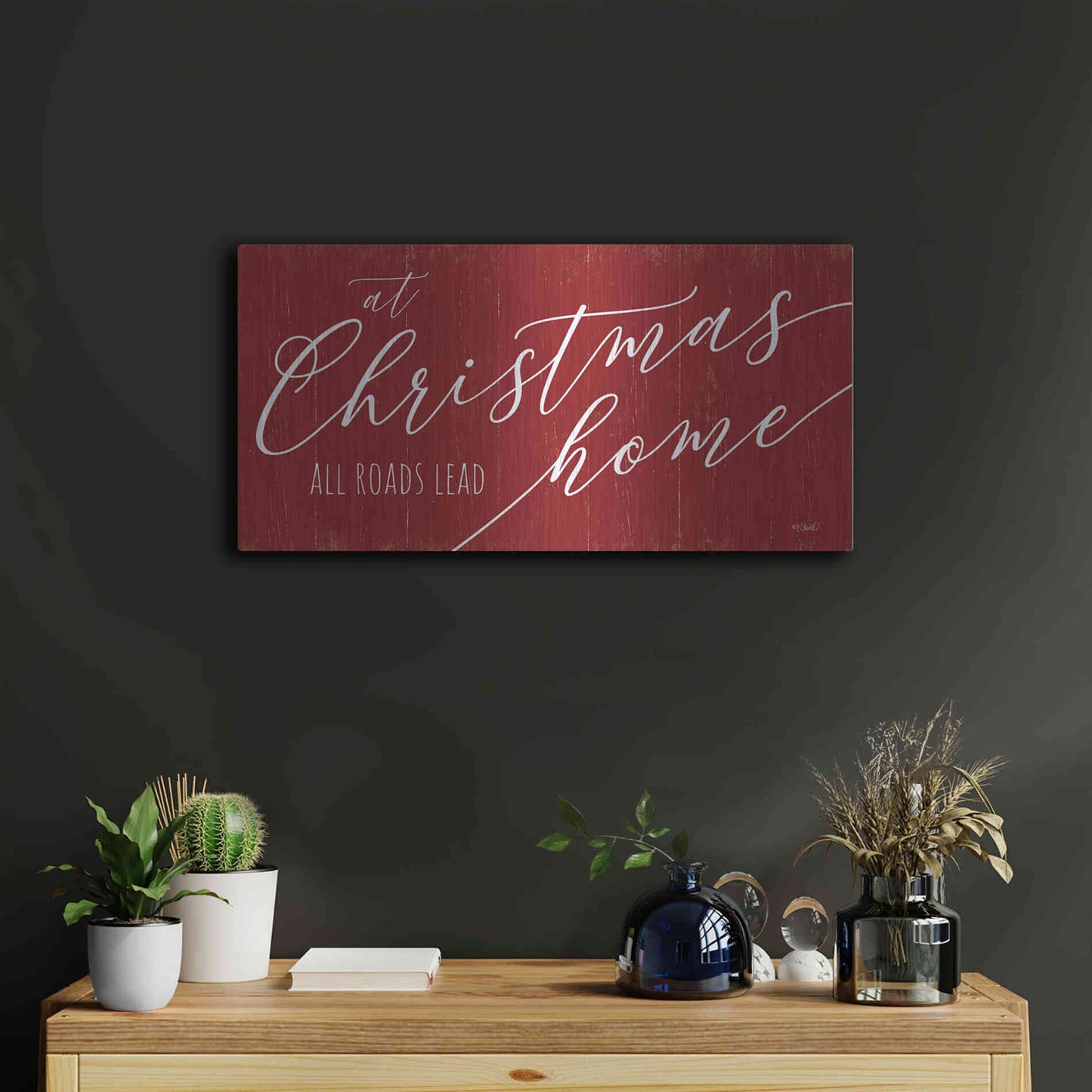 Luxe Metal Art 'At Christmas' by Kate Sherrill, Metal Wall Art,24x12