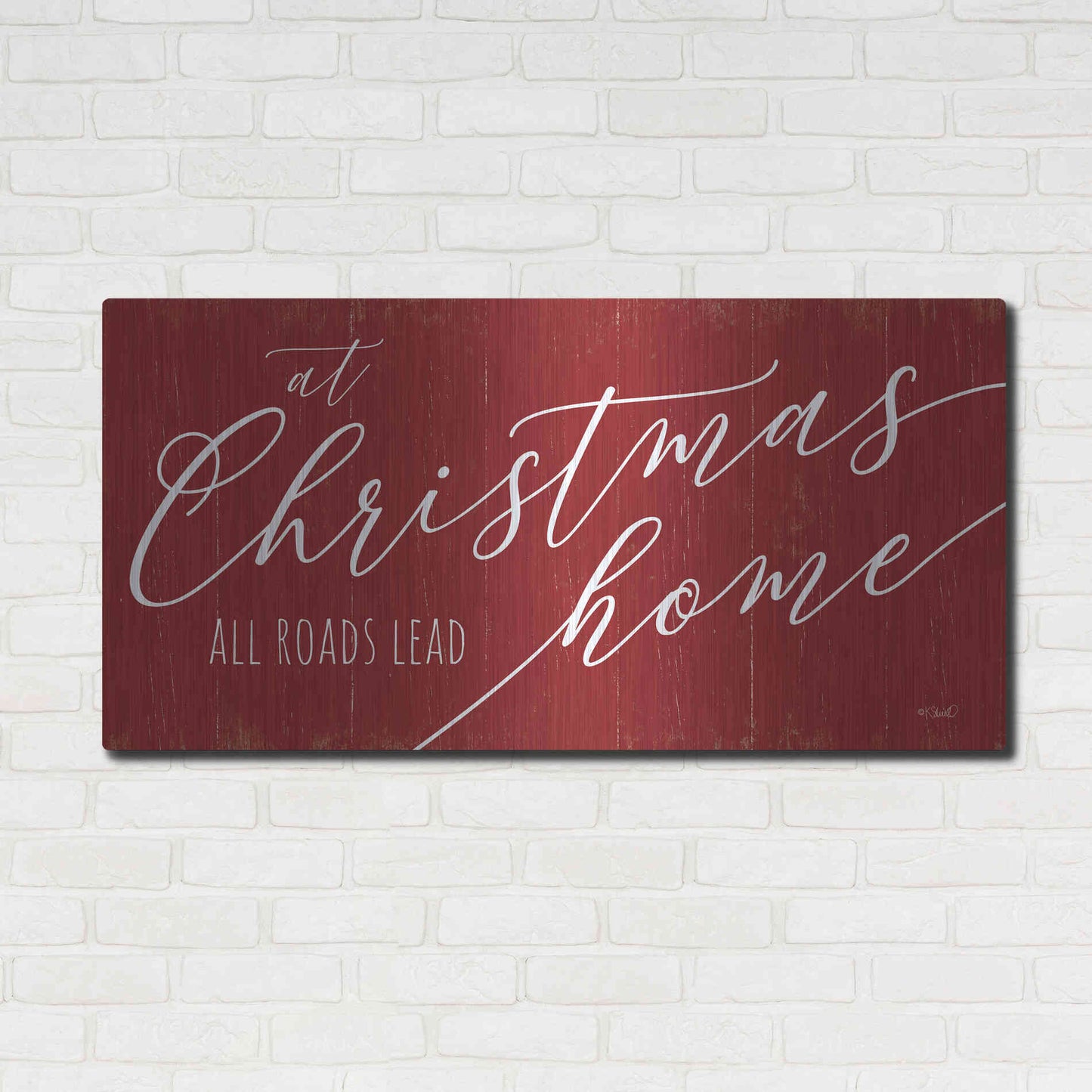 Luxe Metal Art 'At Christmas' by Kate Sherrill, Metal Wall Art,48x24