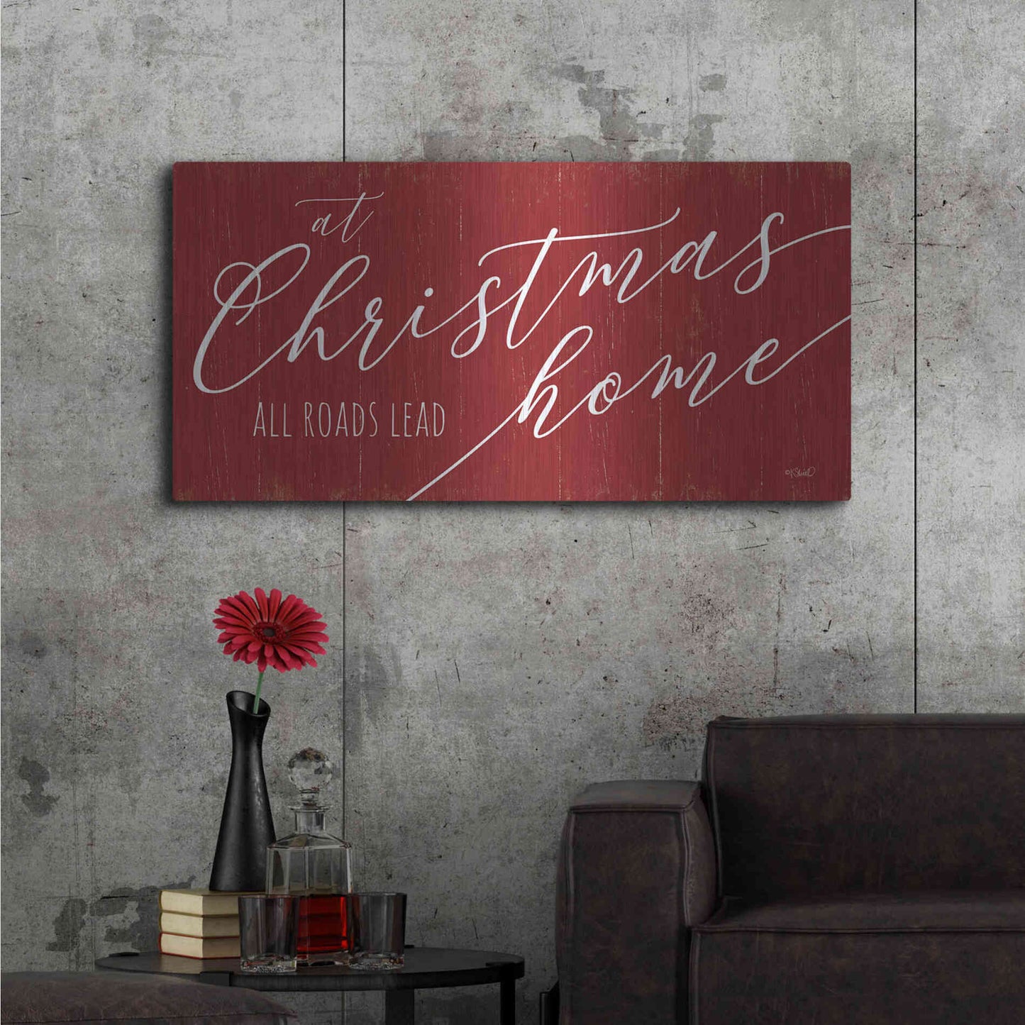 Luxe Metal Art 'At Christmas' by Kate Sherrill, Metal Wall Art,48x24