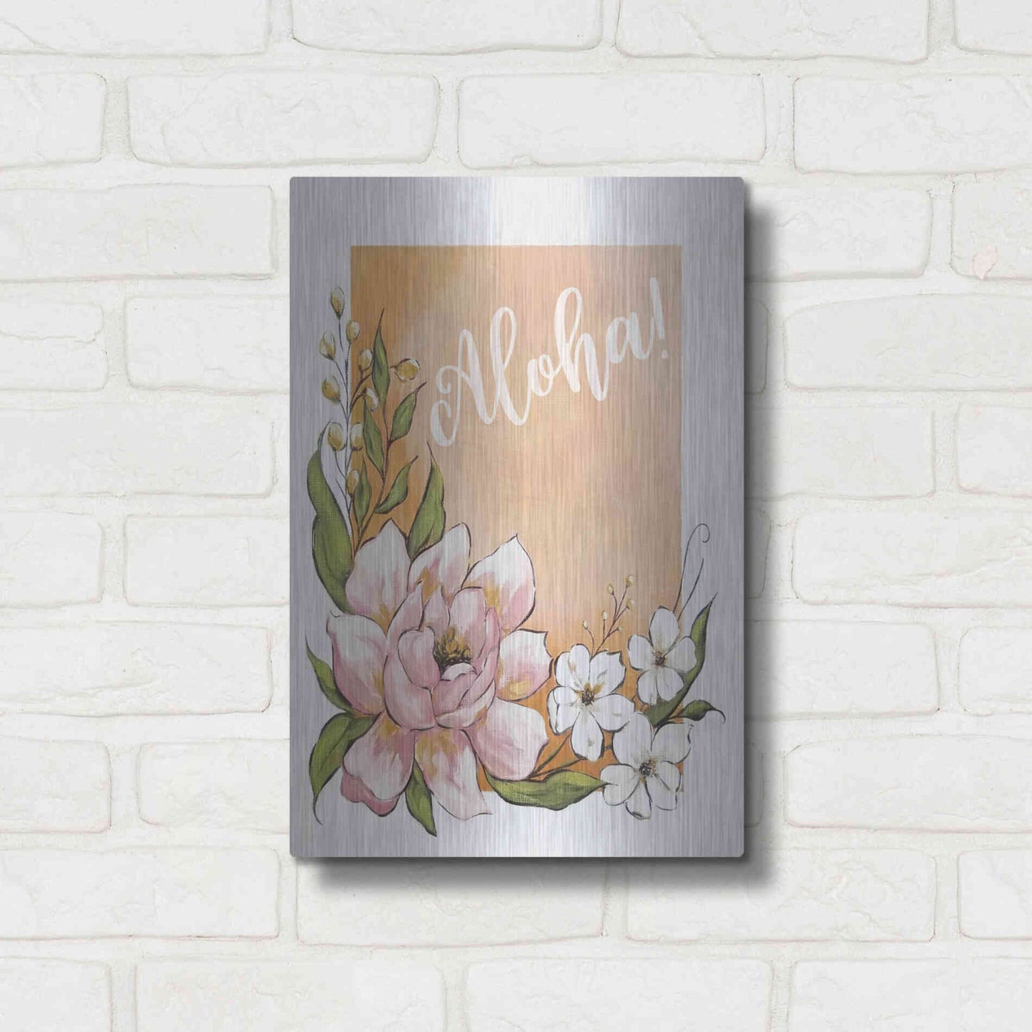 Luxe Metal Art 'Aloha' by Michele Norman, Metal Wall Art,12x16