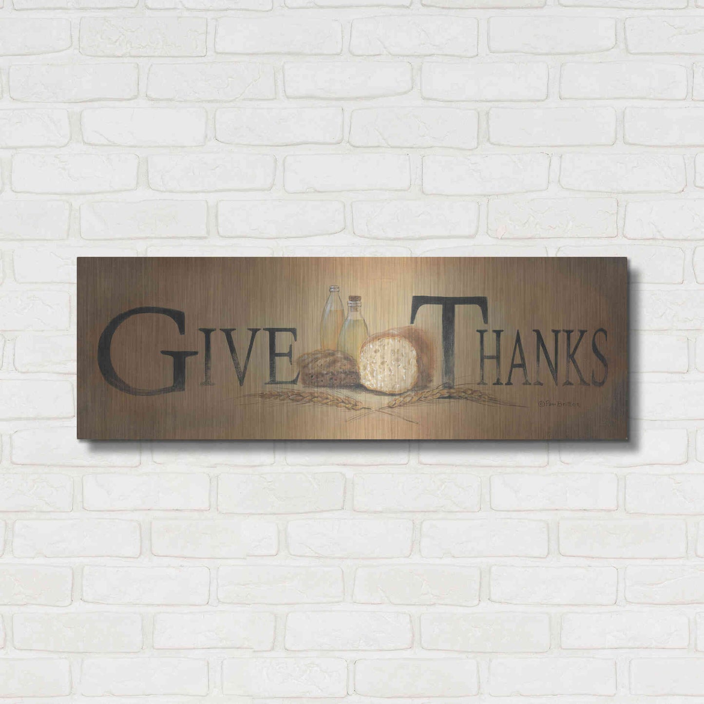 Luxe Metal Art 'Give Thanks' by Pam Britton, Metal Wall Art,36x12