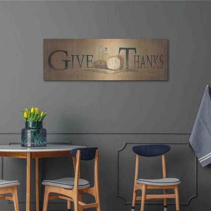 Luxe Metal Art 'Give Thanks' by Pam Britton, Metal Wall Art,48x16