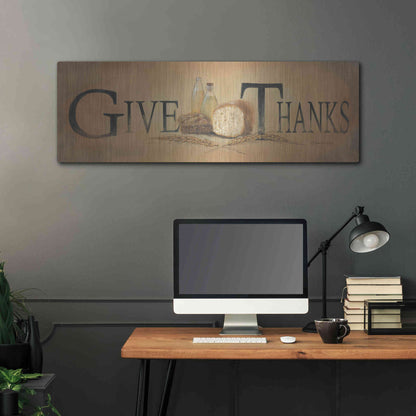 Luxe Metal Art 'Give Thanks' by Pam Britton, Metal Wall Art,48x16