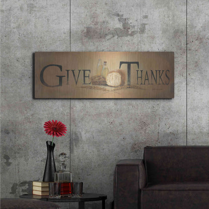 Luxe Metal Art 'Give Thanks' by Pam Britton, Metal Wall Art,48x16