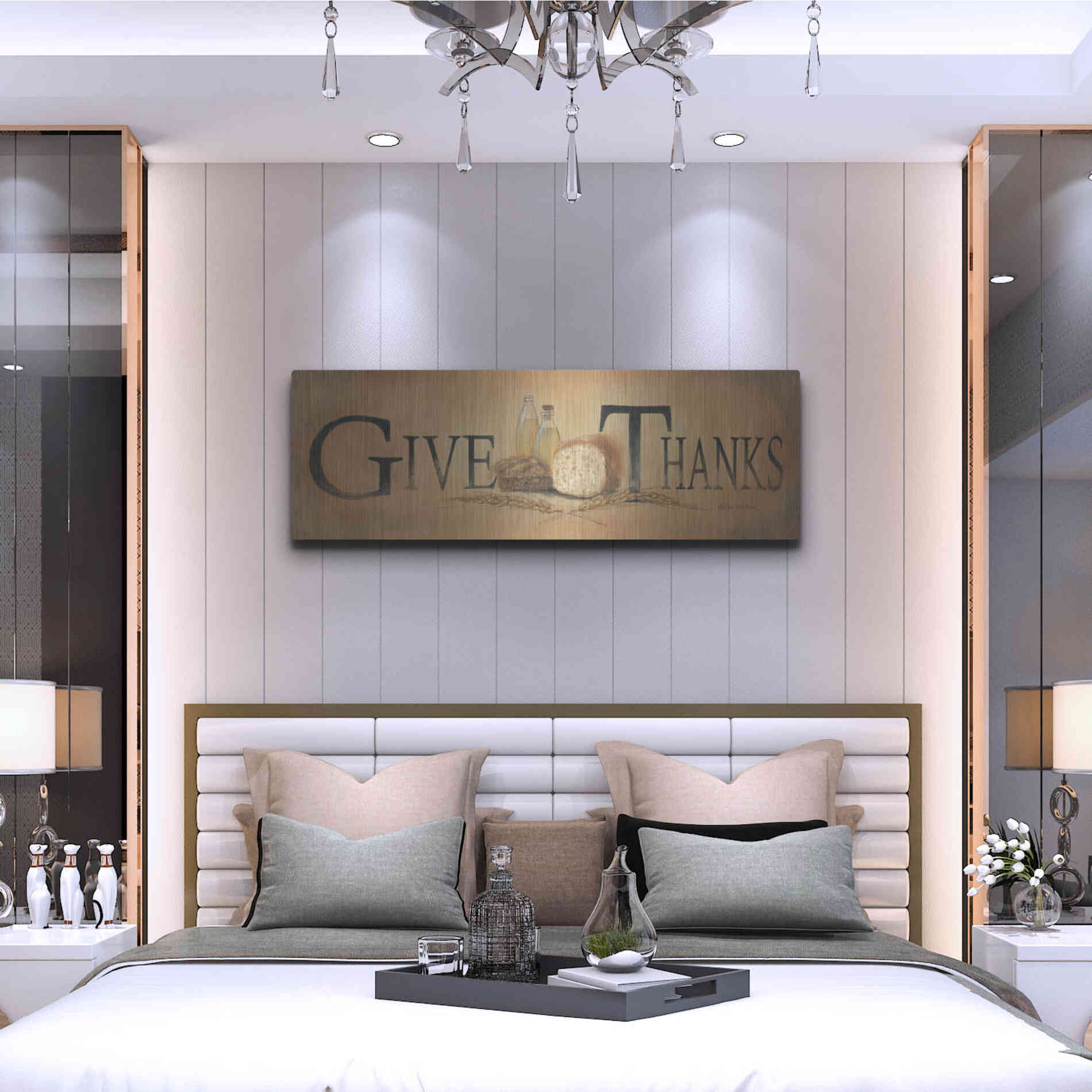 Luxe Metal Art 'Give Thanks' by Pam Britton, Metal Wall Art,48x16