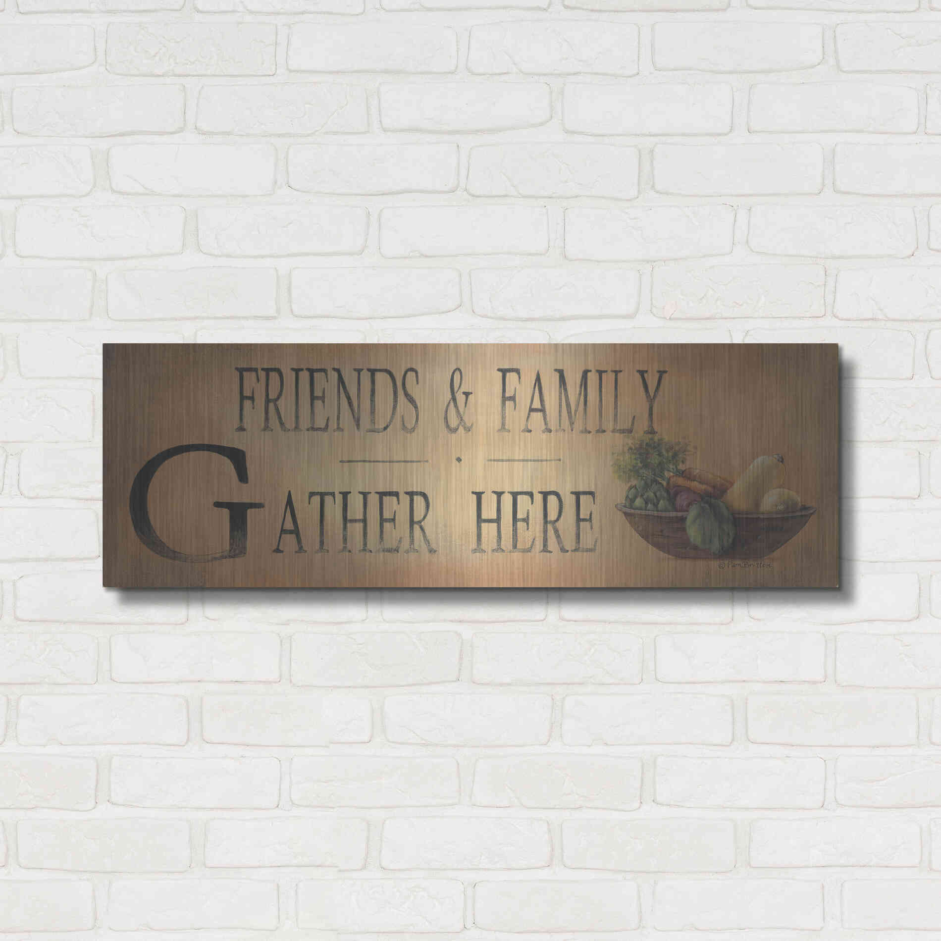 Luxe Metal Art 'Friends & Family' by Pam Britton, Metal Wall Art,36x12