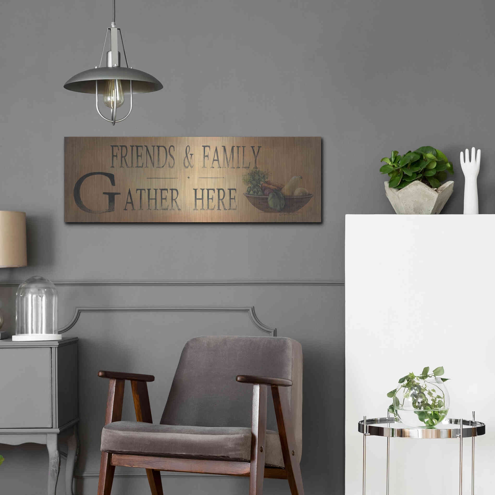 Luxe Metal Art 'Friends & Family' by Pam Britton, Metal Wall Art,36x12