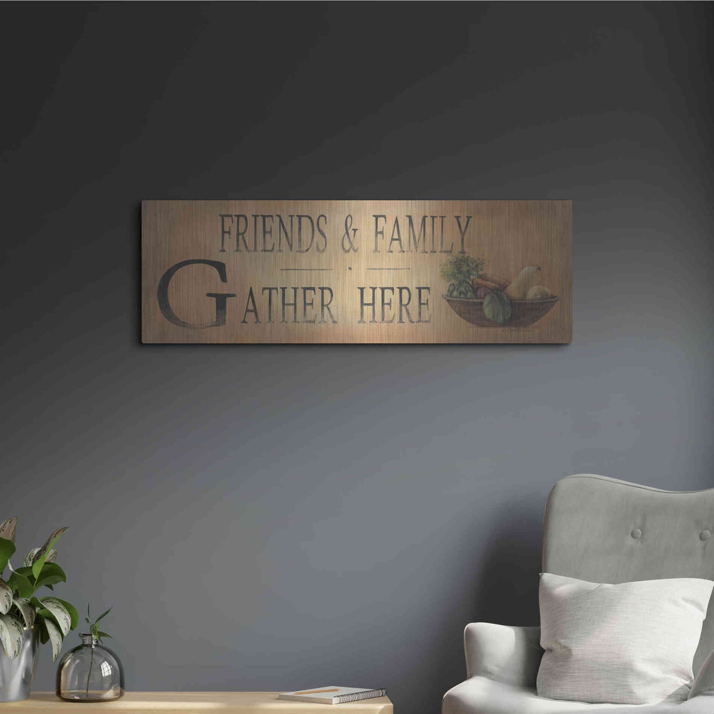Luxe Metal Art 'Friends & Family' by Pam Britton, Metal Wall Art,36x12