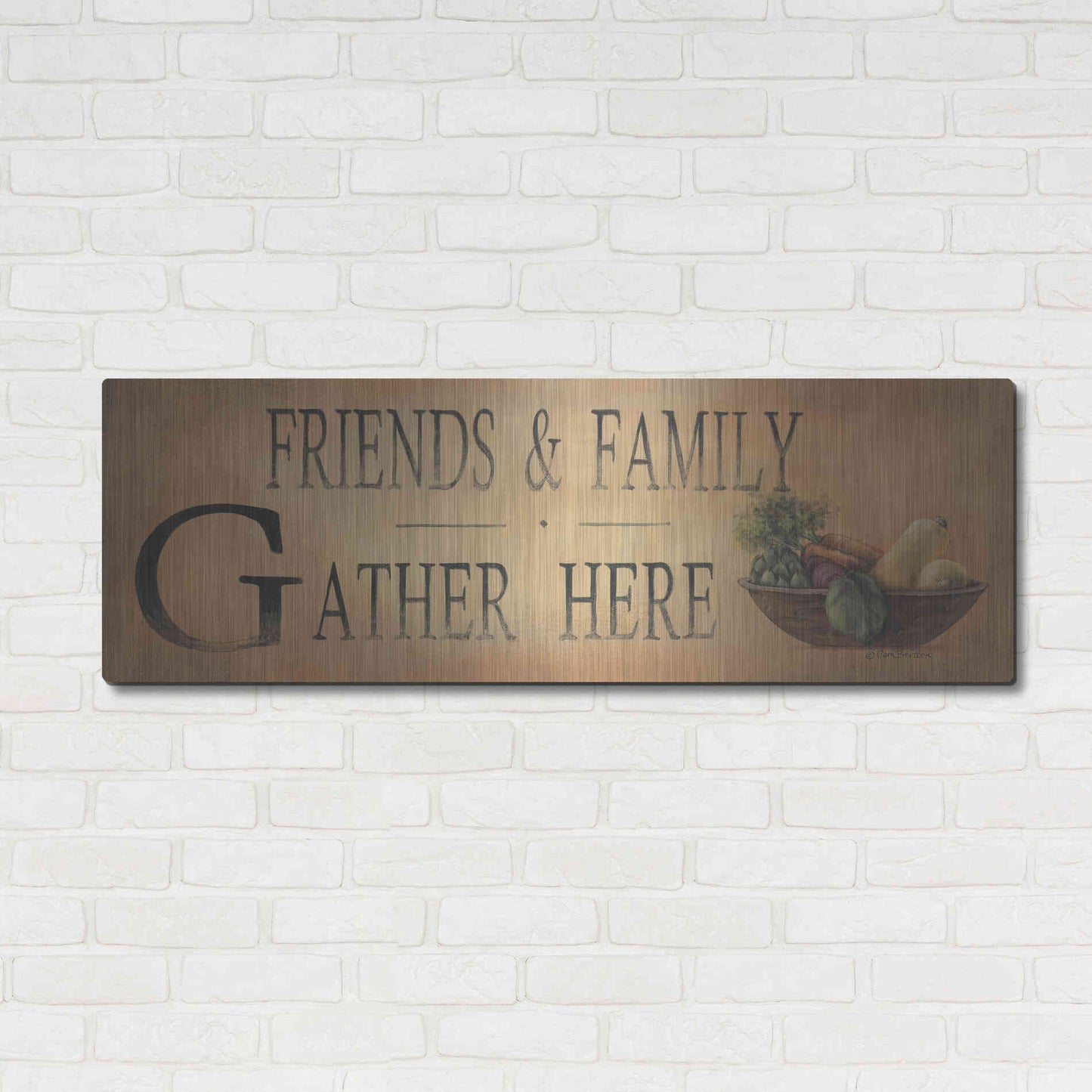 Luxe Metal Art 'Friends & Family' by Pam Britton, Metal Wall Art,48x16