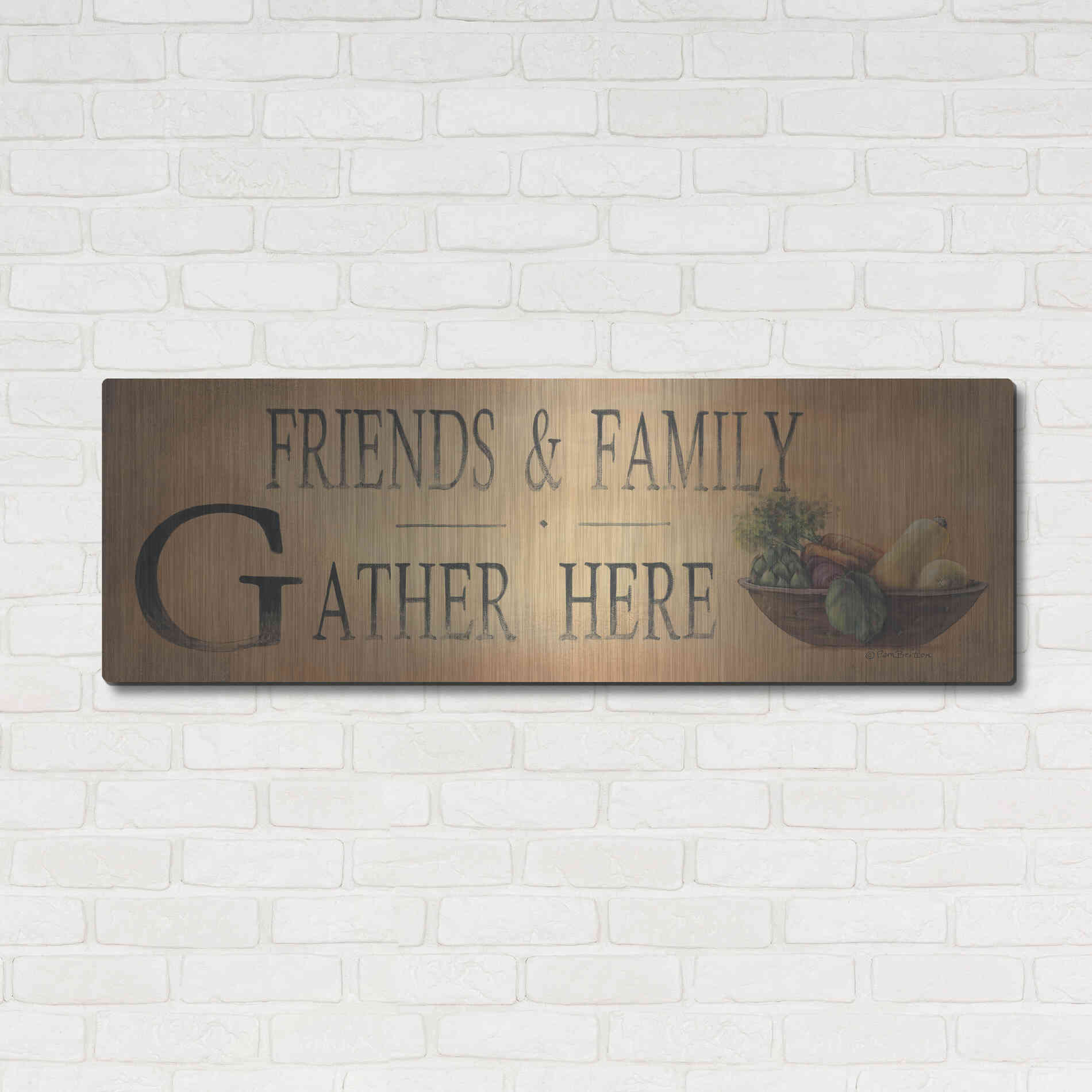 Luxe Metal Art 'Friends & Family' by Pam Britton, Metal Wall Art,48x16