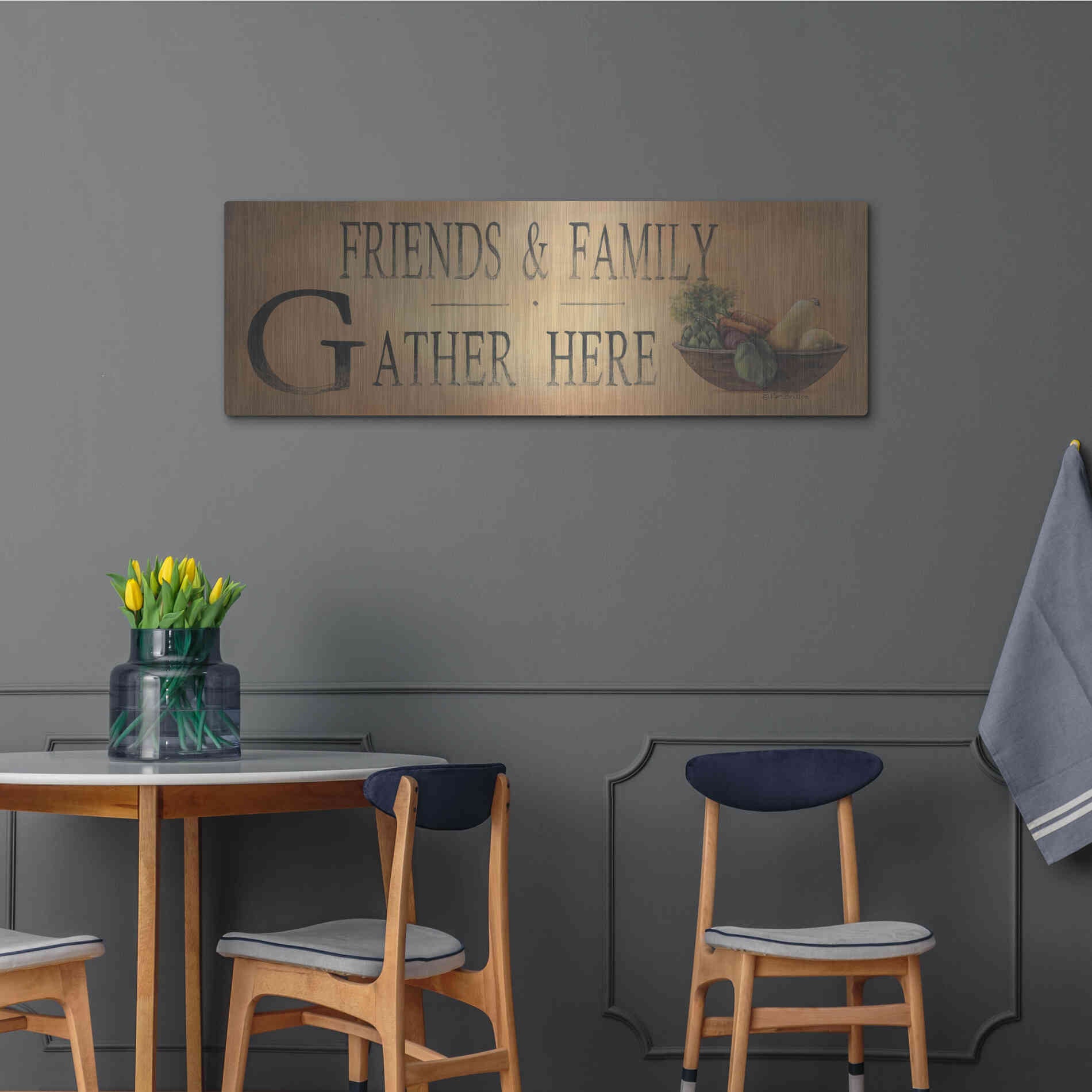 Luxe Metal Art 'Friends & Family' by Pam Britton, Metal Wall Art,48x16