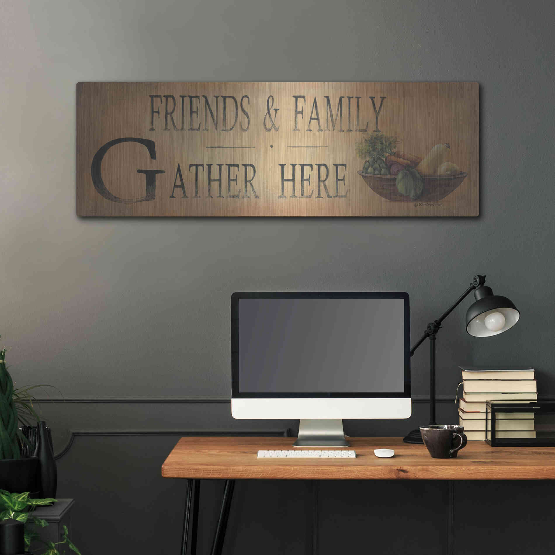 Luxe Metal Art 'Friends & Family' by Pam Britton, Metal Wall Art,48x16