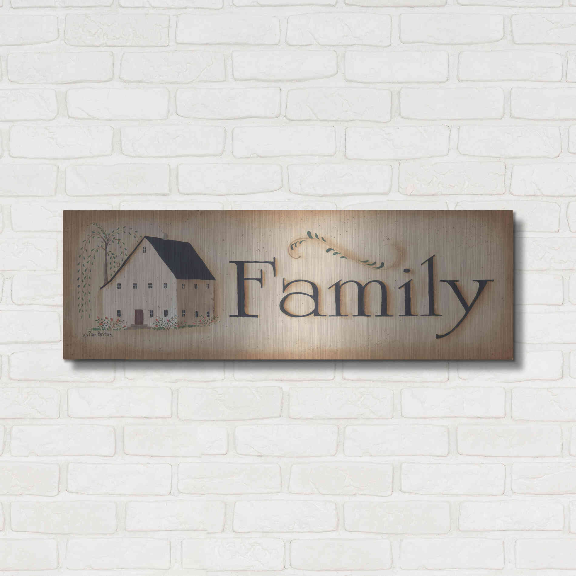 Luxe Metal Art 'Family' by Pam Britton, Metal Wall Art,36x12