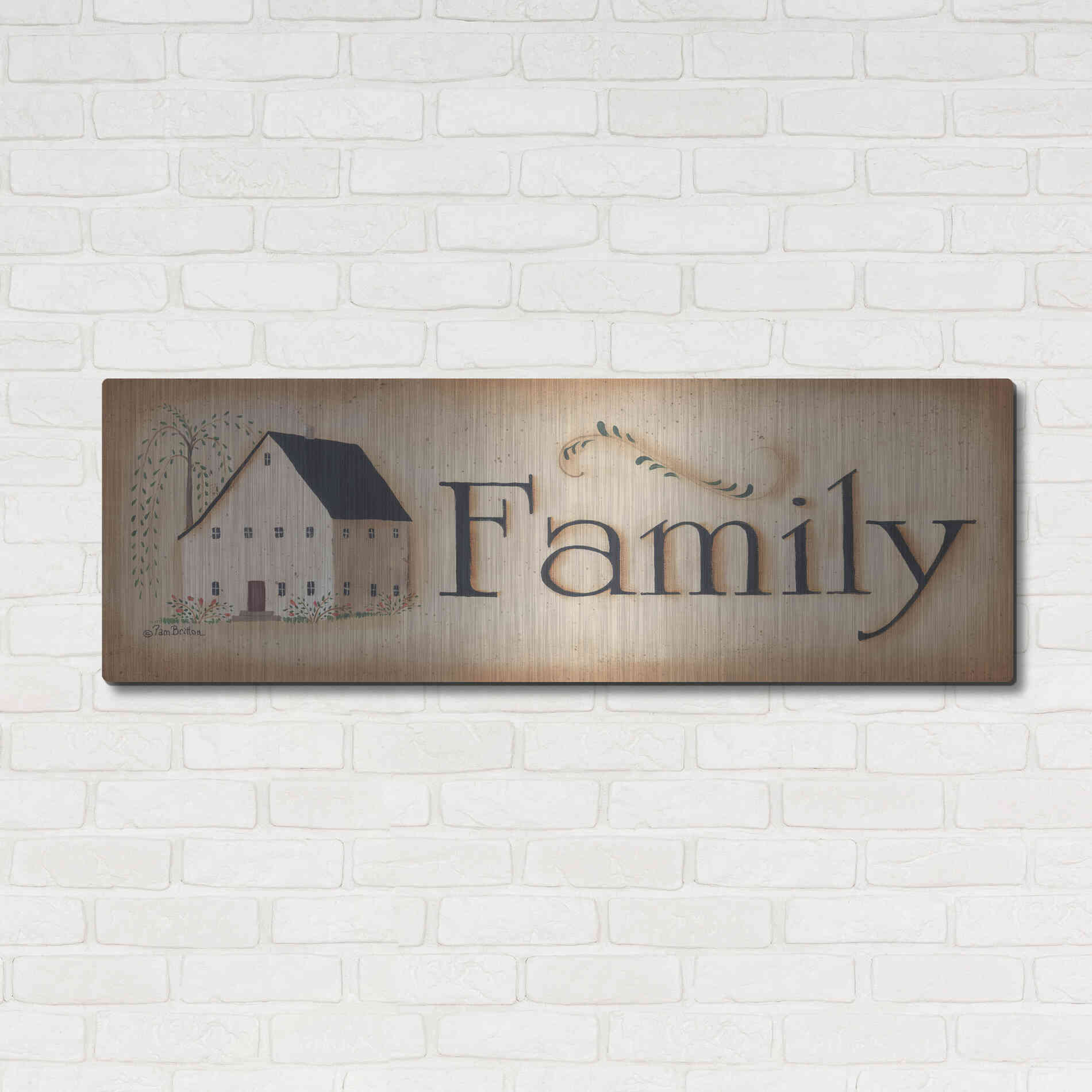 Luxe Metal Art 'Family' by Pam Britton, Metal Wall Art,48x16