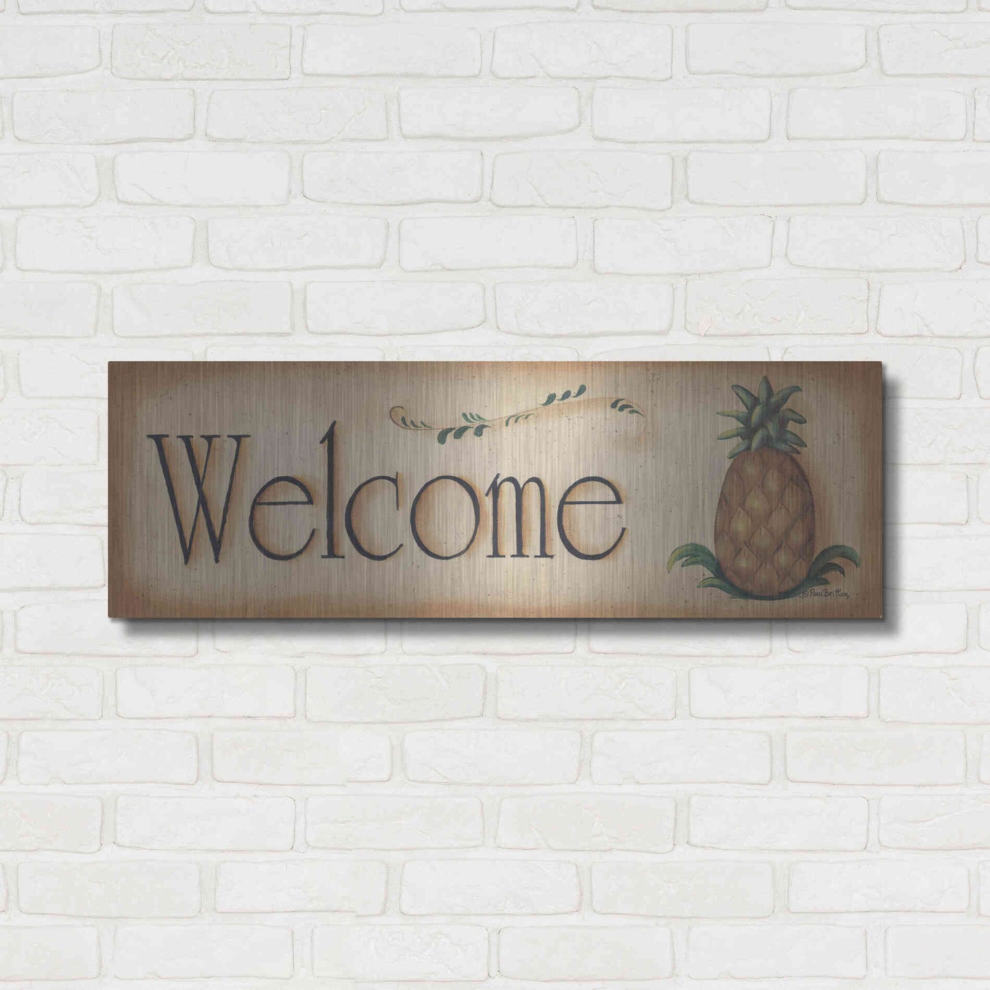 Luxe Metal Art 'Welcome' by Pam Britton, Metal Wall Art,36x12