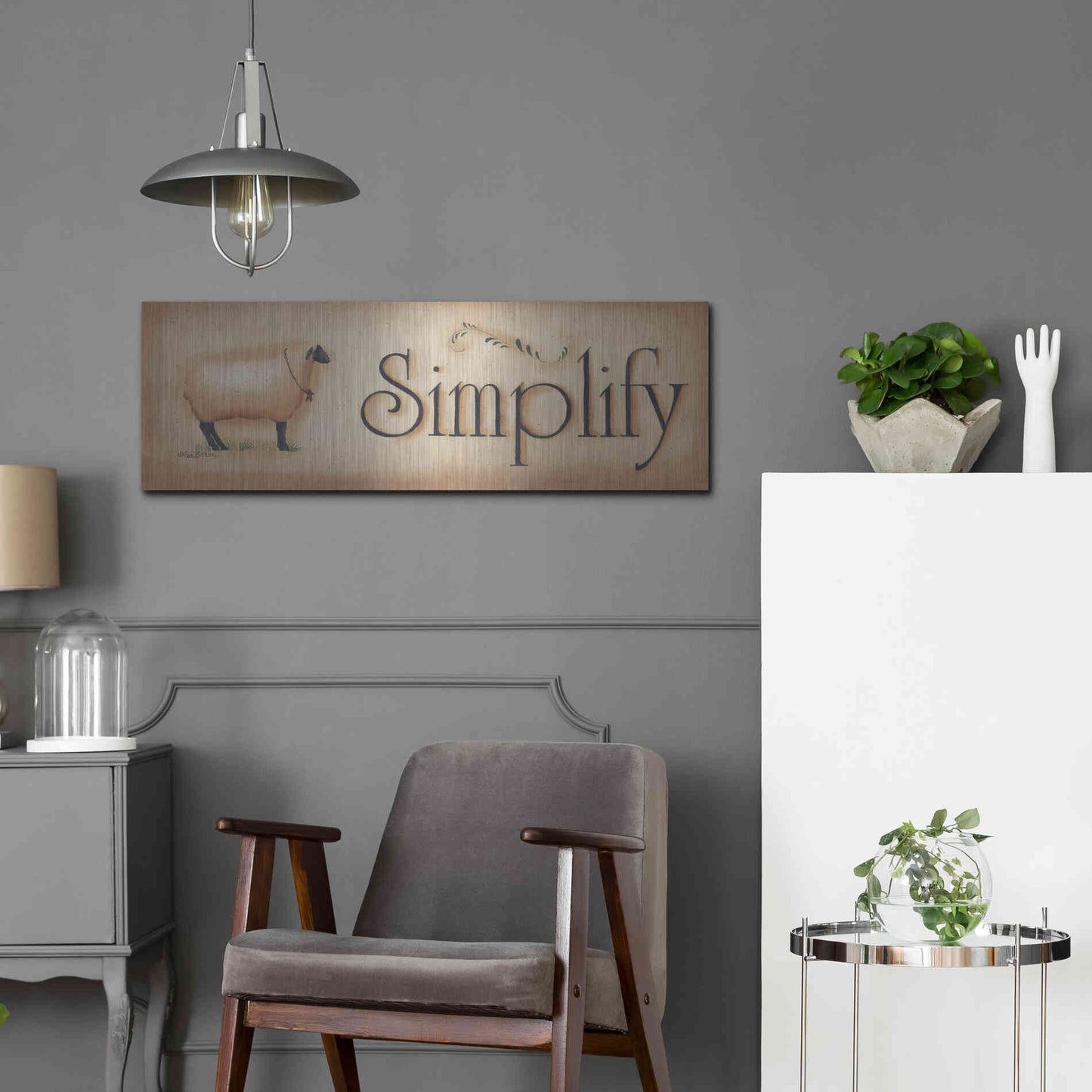 Luxe Metal Art 'Simplify' by Pam Britton, Metal Wall Art,36x12
