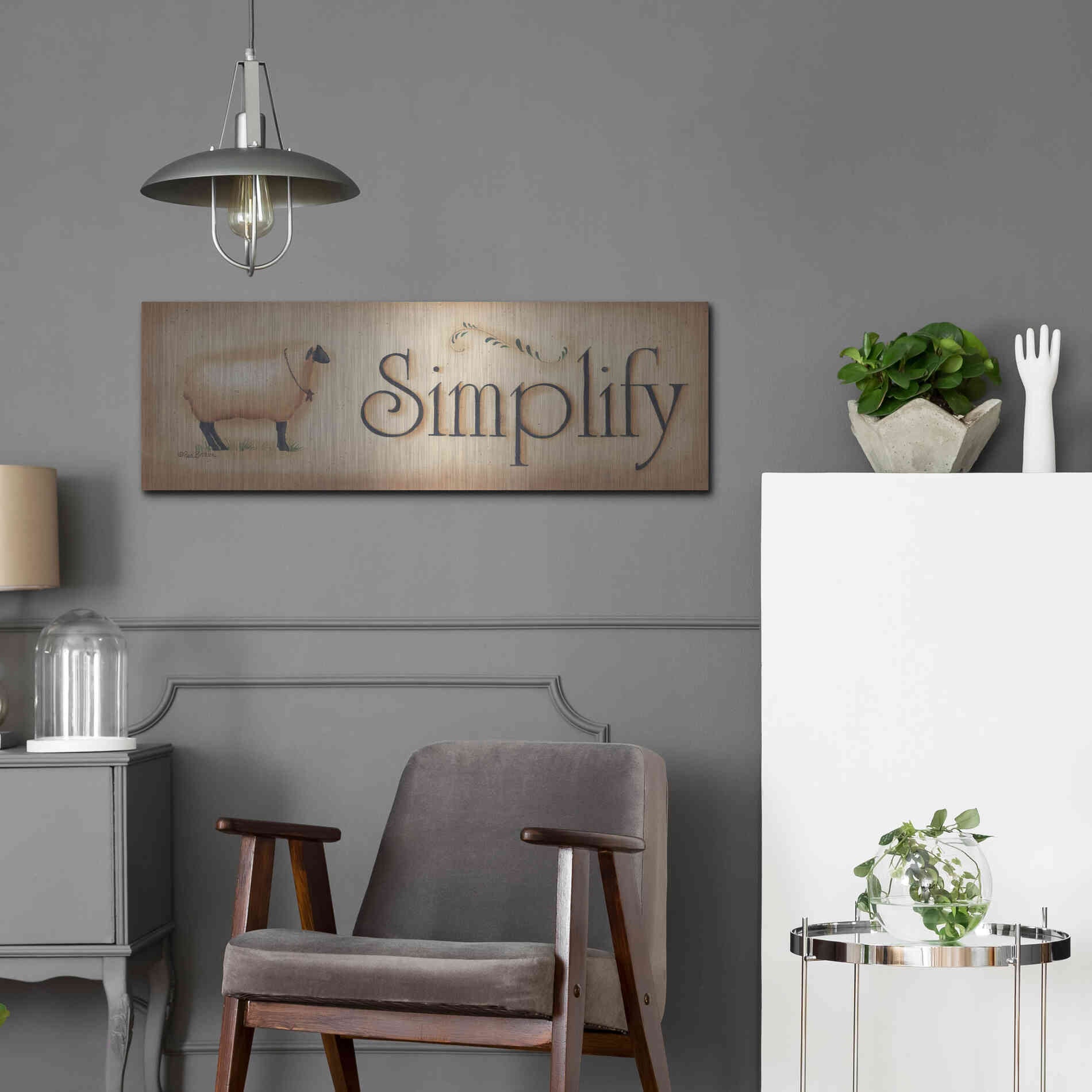 Luxe Metal Art 'Simplify' by Pam Britton, Metal Wall Art,36x12