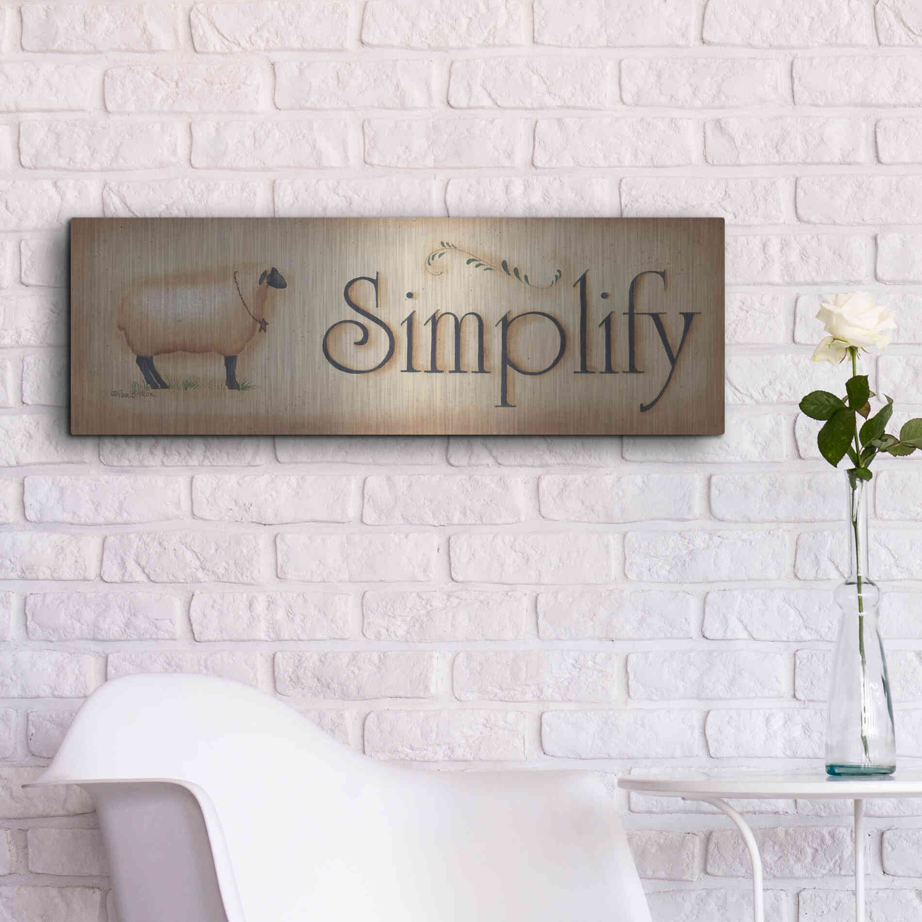 Luxe Metal Art 'Simplify' by Pam Britton, Metal Wall Art,36x12