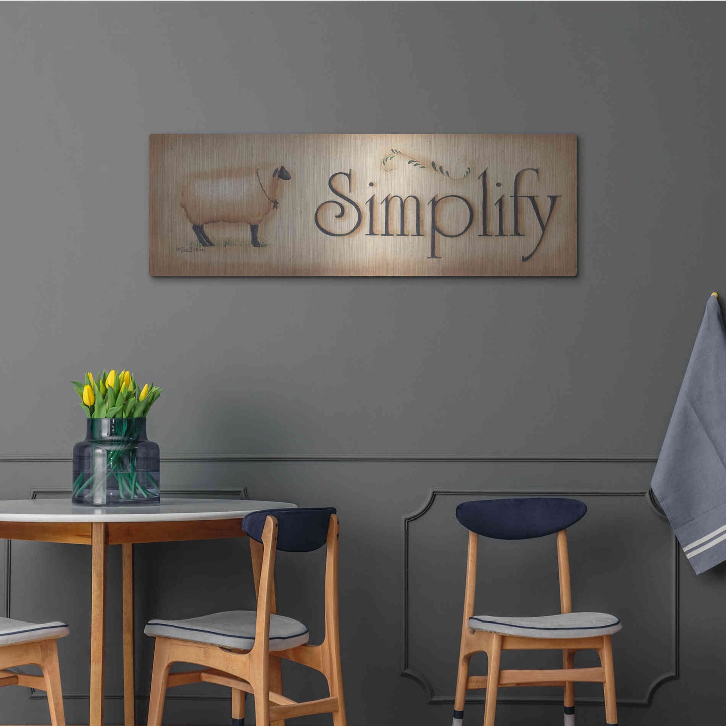 Luxe Metal Art 'Simplify' by Pam Britton, Metal Wall Art,48x16