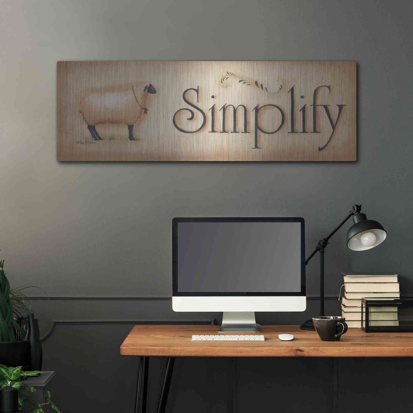 Luxe Metal Art 'Simplify' by Pam Britton, Metal Wall Art,48x16