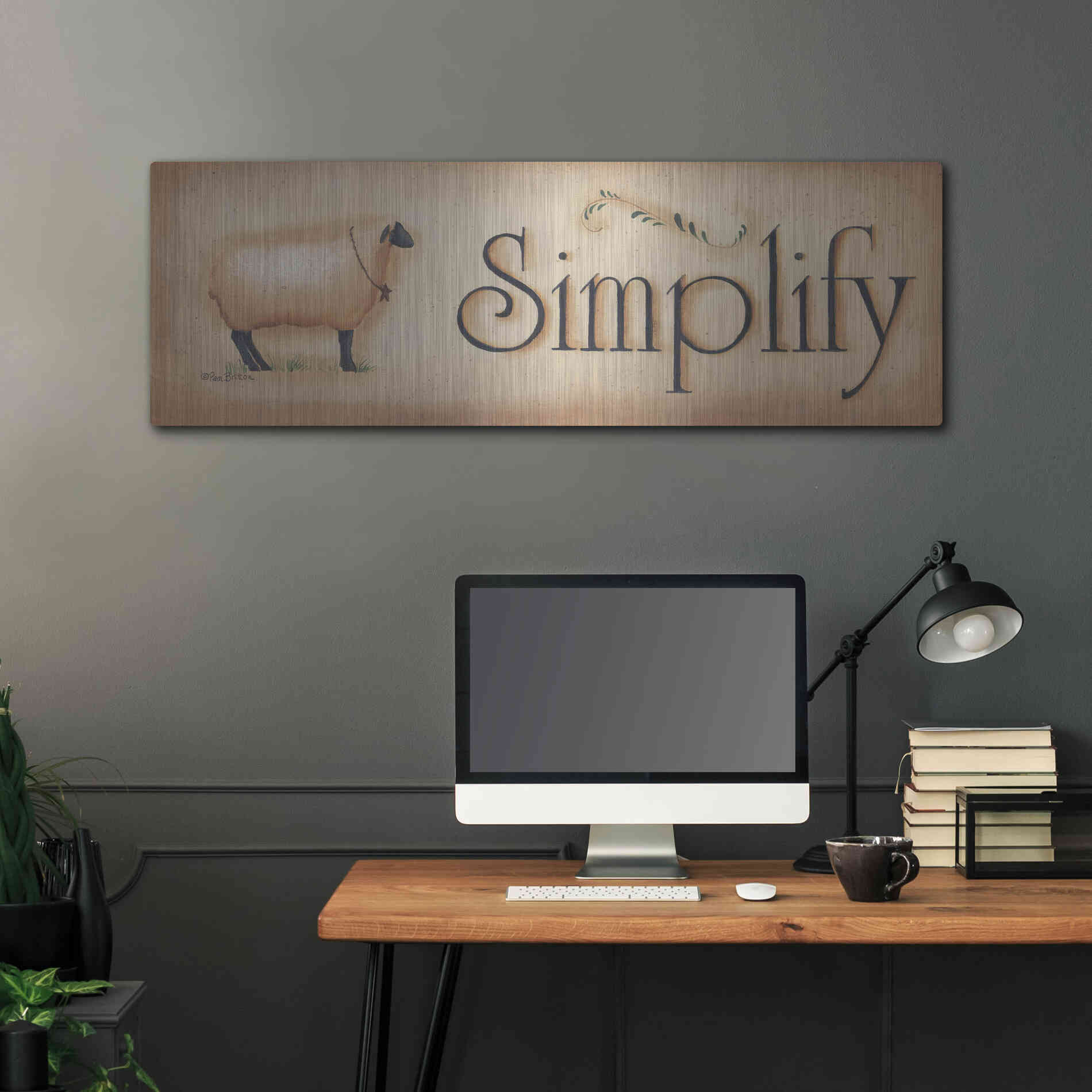 Luxe Metal Art 'Simplify' by Pam Britton, Metal Wall Art,48x16