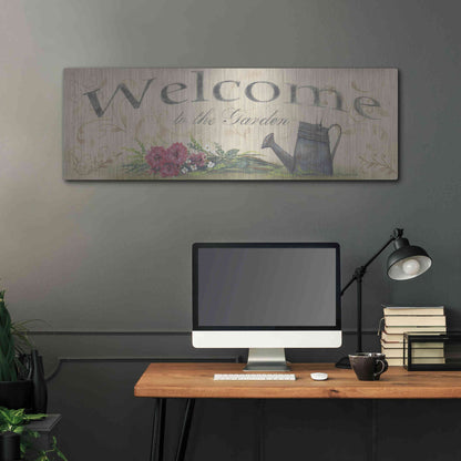 Luxe Metal Art 'Welcome to the Garden' by Pam Britton, Metal Wall Art,48x16