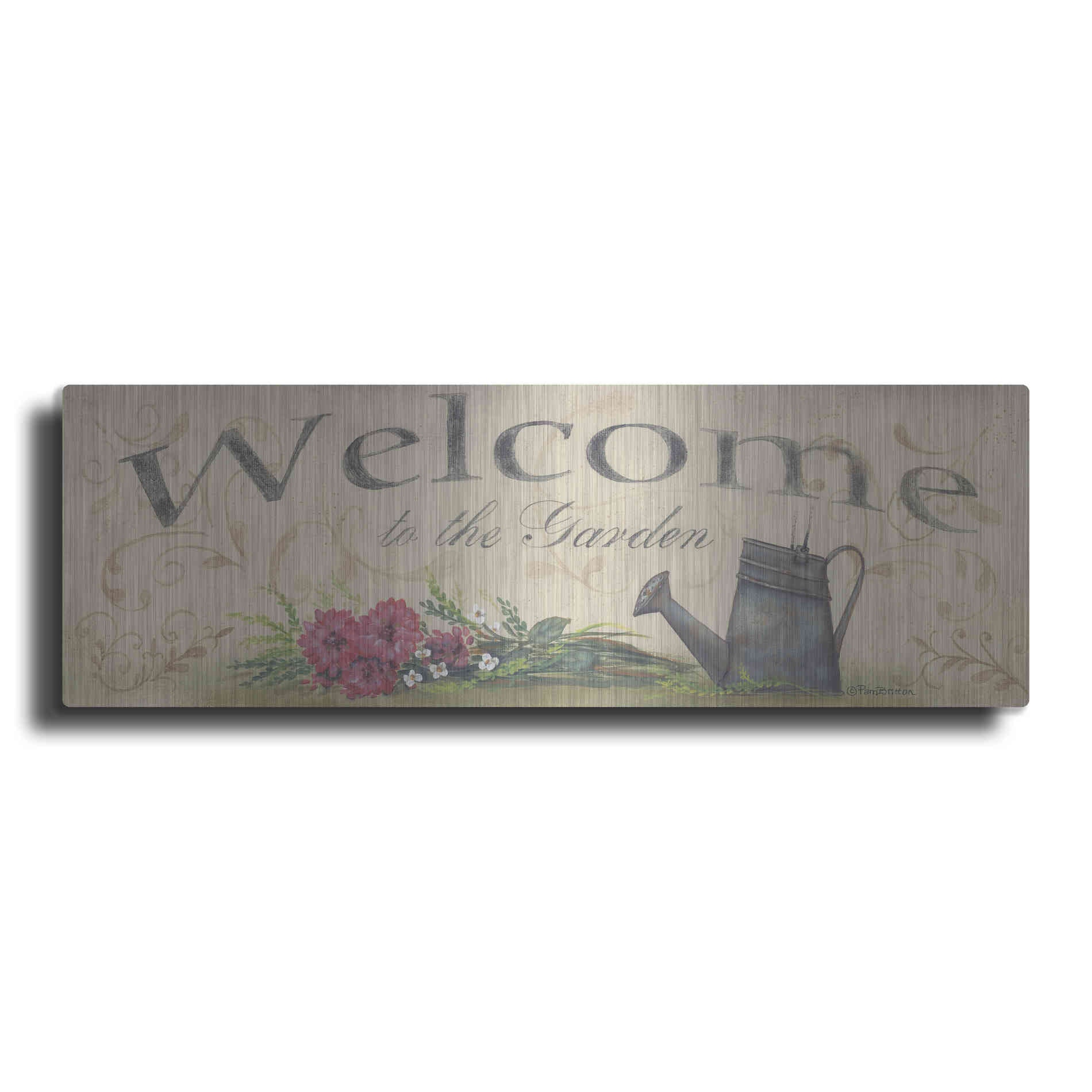 Luxe Metal Art 'Welcome to the Garden' by Pam Britton, Metal Wall Art