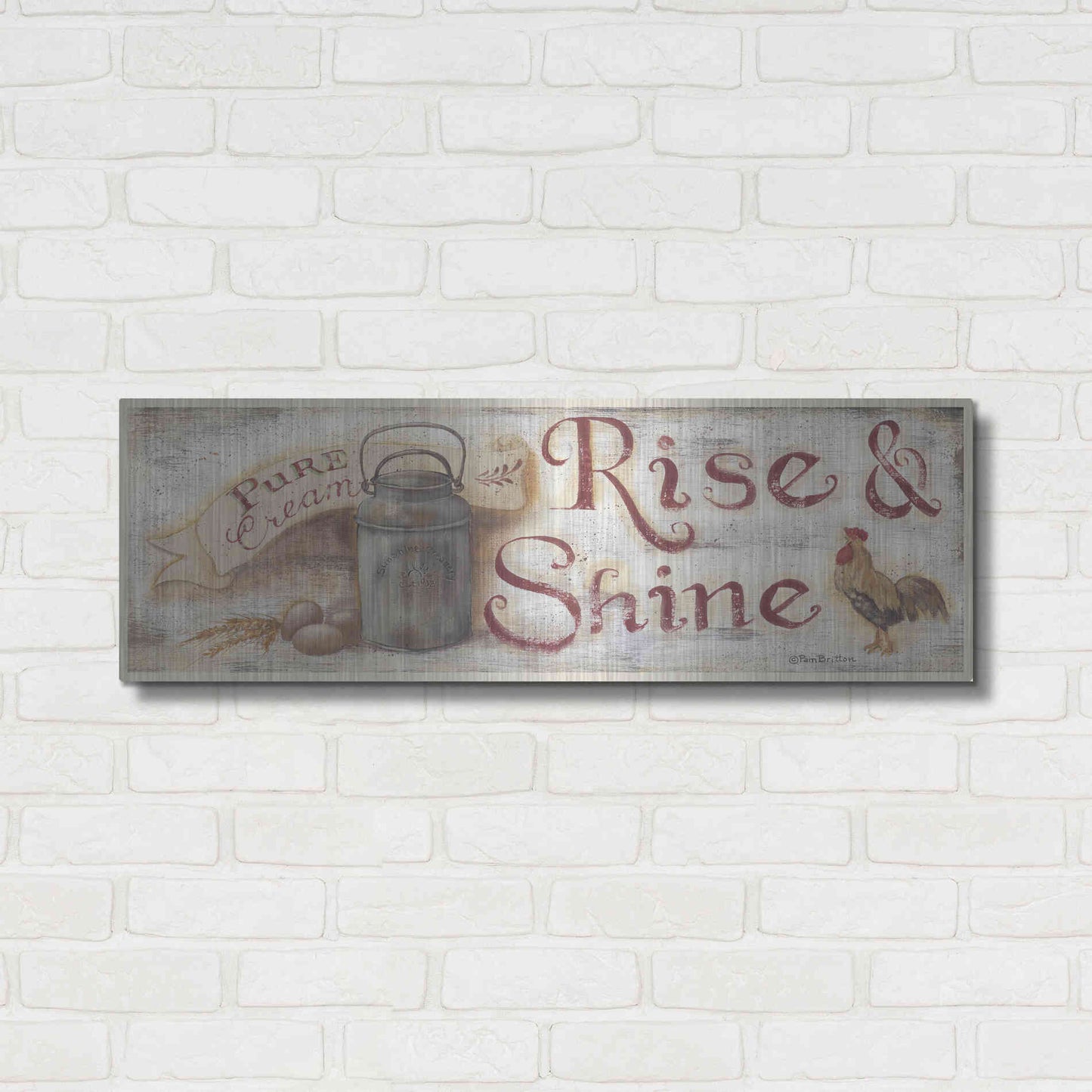 Luxe Metal Art 'Rise & Shine' by Pam Britton, Metal Wall Art,36x12
