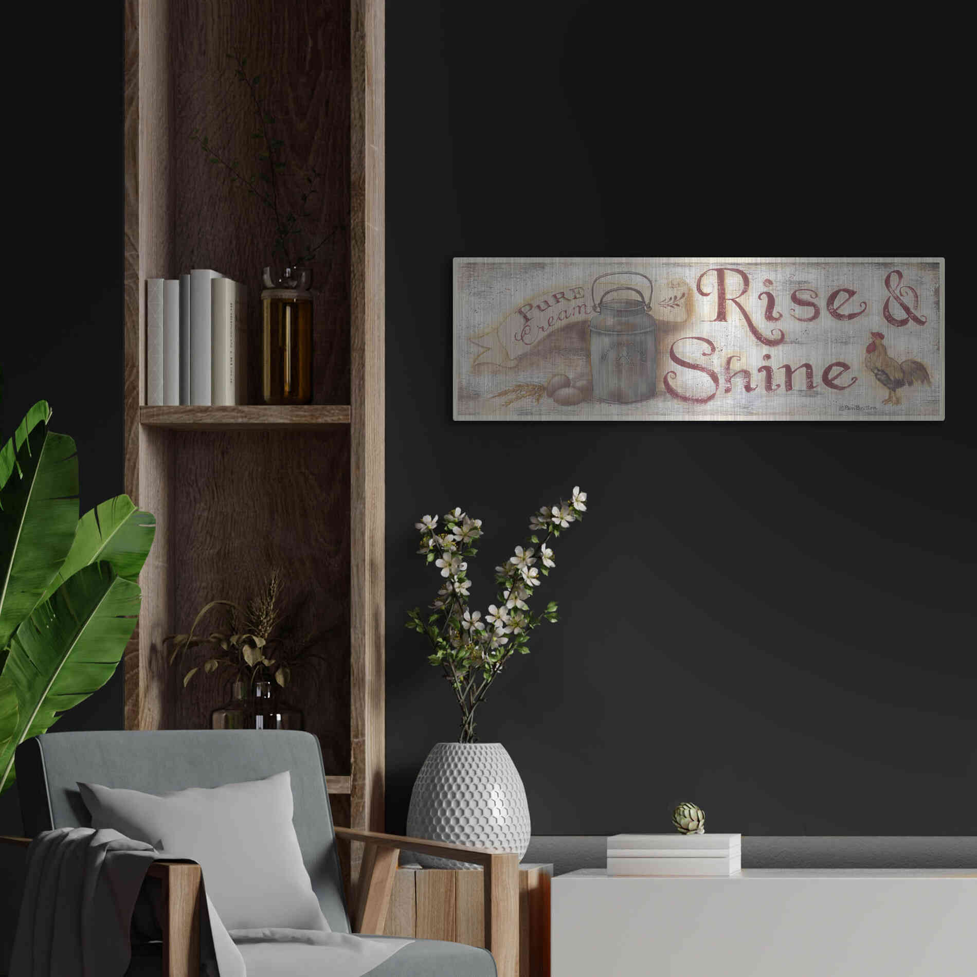 Luxe Metal Art 'Rise & Shine' by Pam Britton, Metal Wall Art,36x12