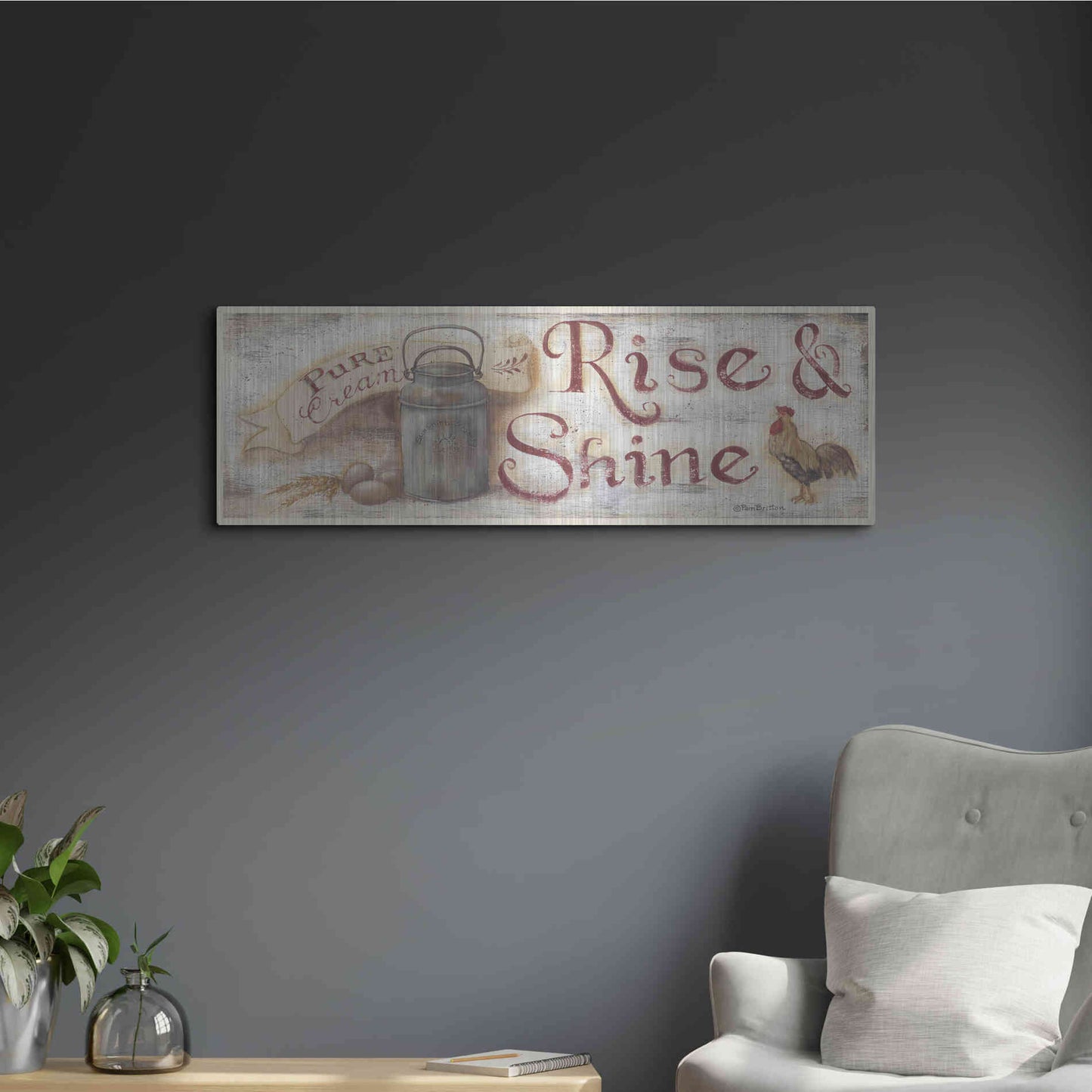Luxe Metal Art 'Rise & Shine' by Pam Britton, Metal Wall Art,36x12