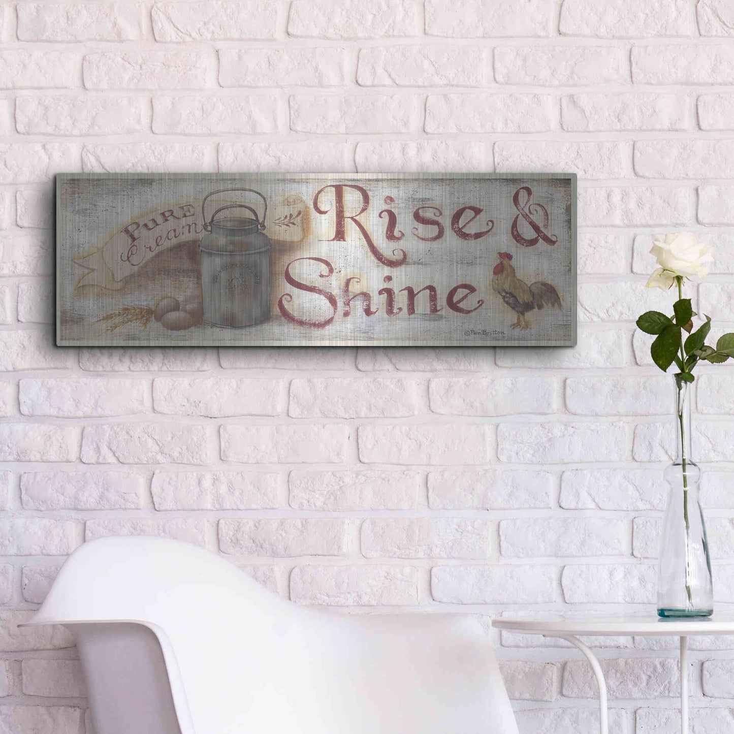 Luxe Metal Art 'Rise & Shine' by Pam Britton, Metal Wall Art,36x12