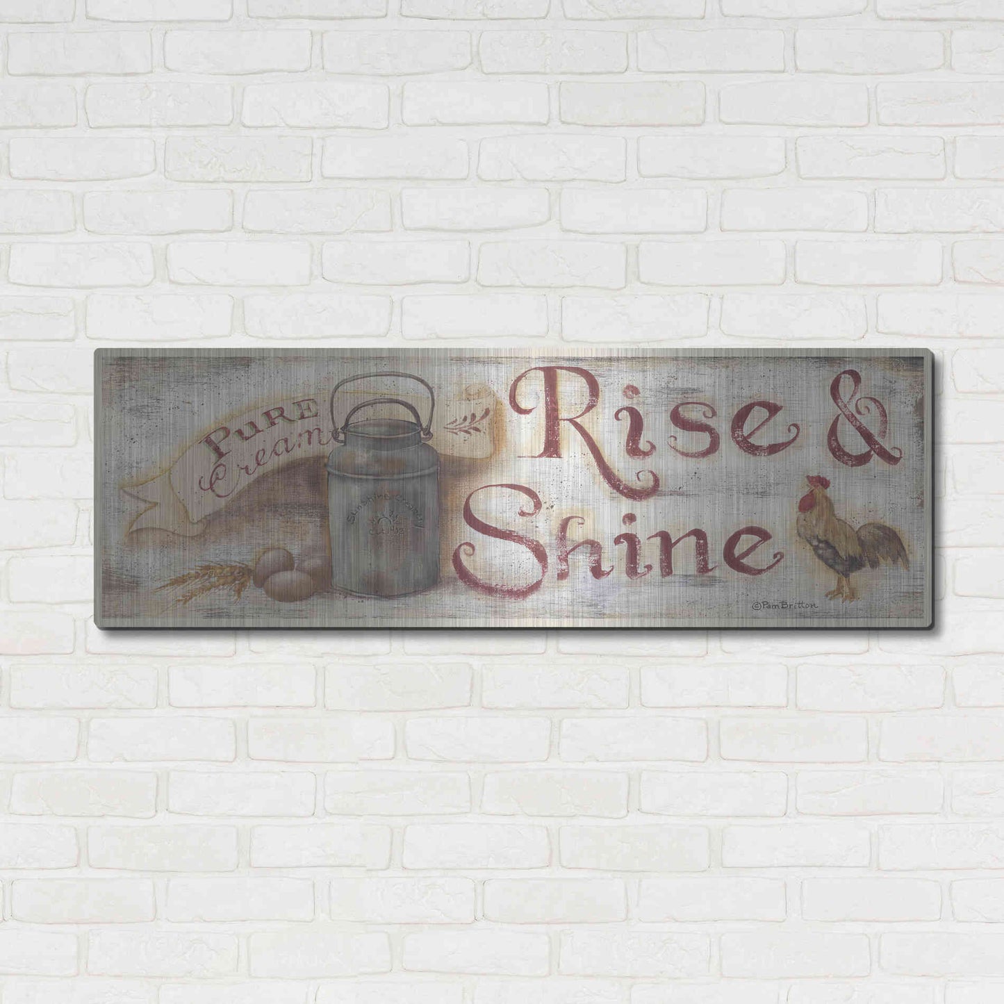 Luxe Metal Art 'Rise & Shine' by Pam Britton, Metal Wall Art,48x16