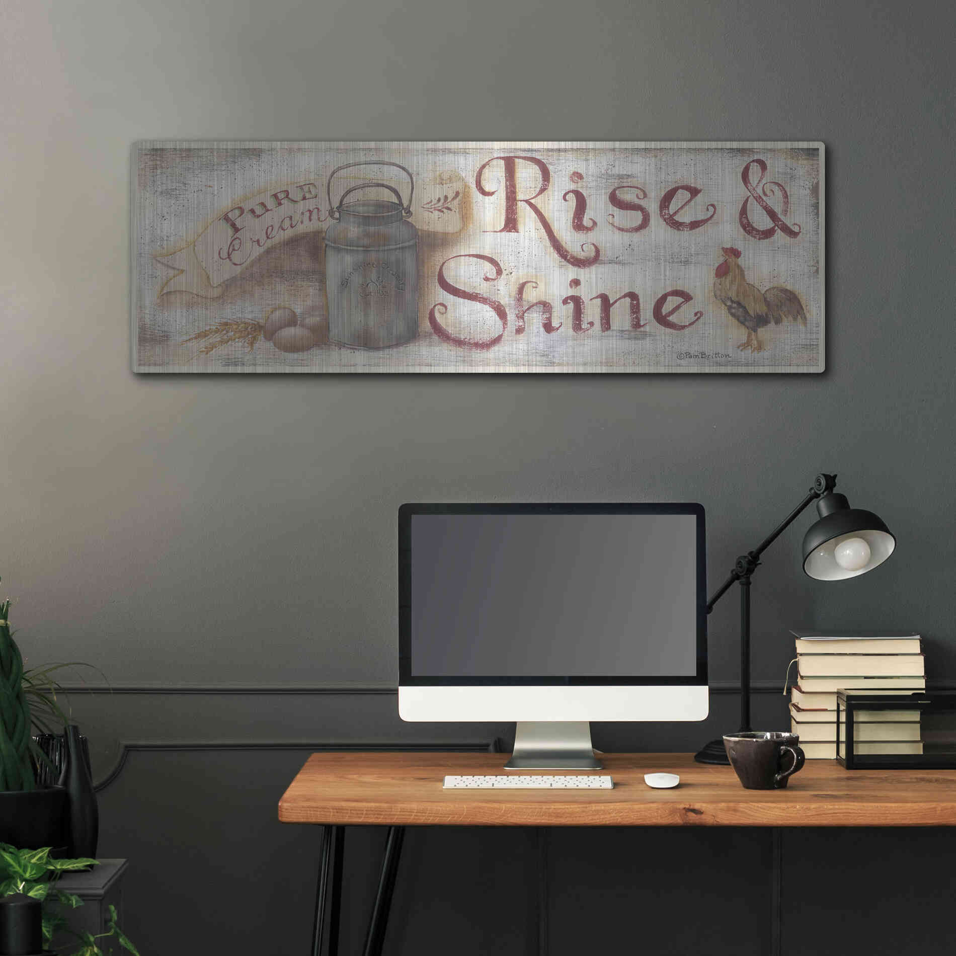 Luxe Metal Art 'Rise & Shine' by Pam Britton, Metal Wall Art,48x16