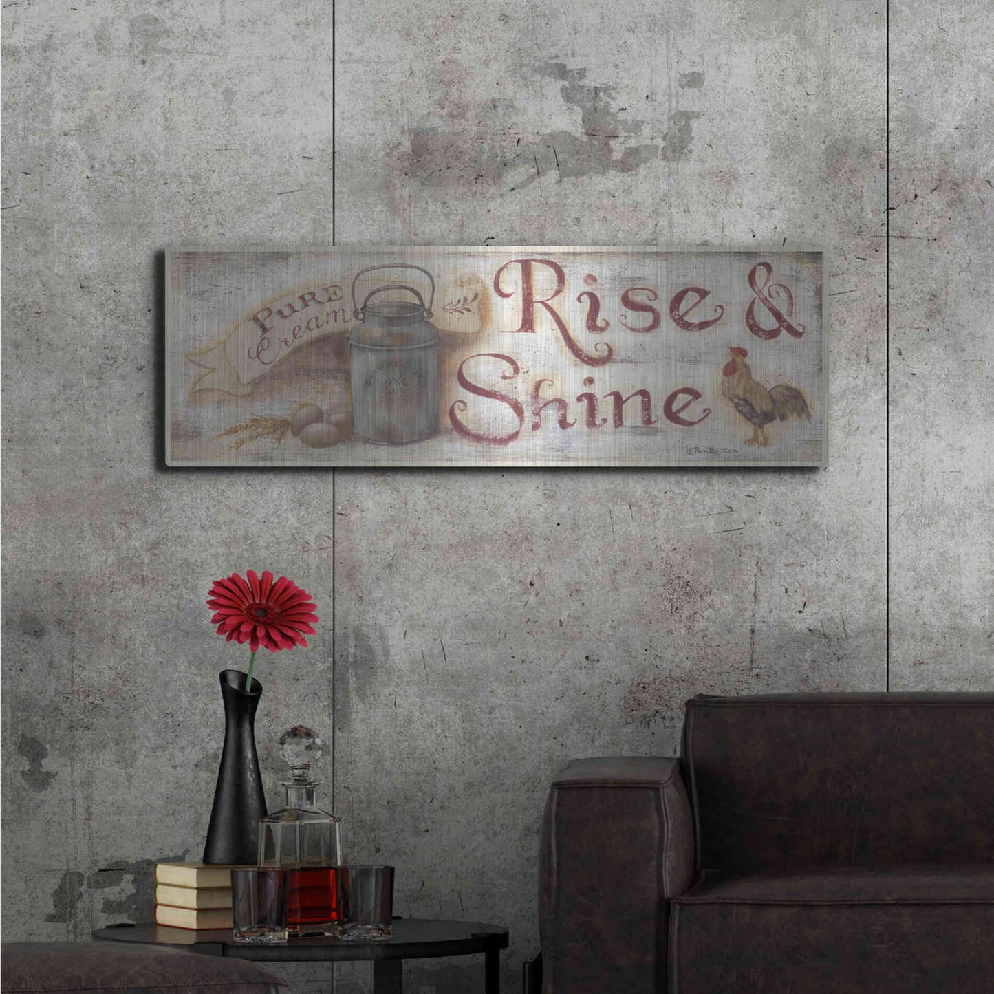 Luxe Metal Art 'Rise & Shine' by Pam Britton, Metal Wall Art,48x16