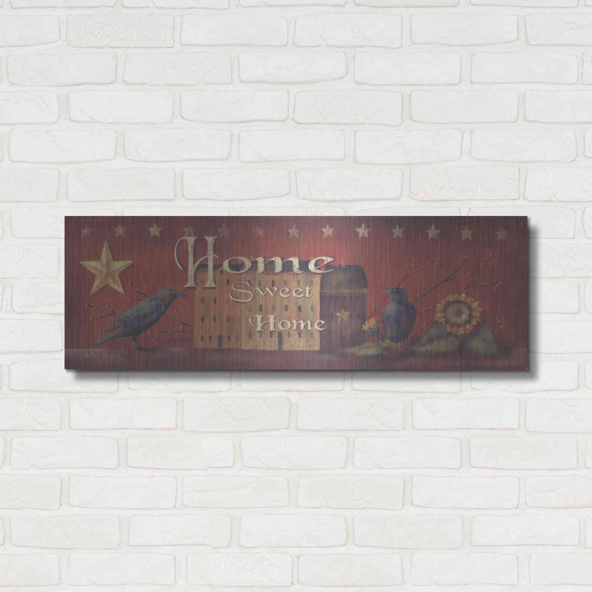 Luxe Metal Art 'Home Sweet Home' by Pam Britton, Metal Wall Art,36x12