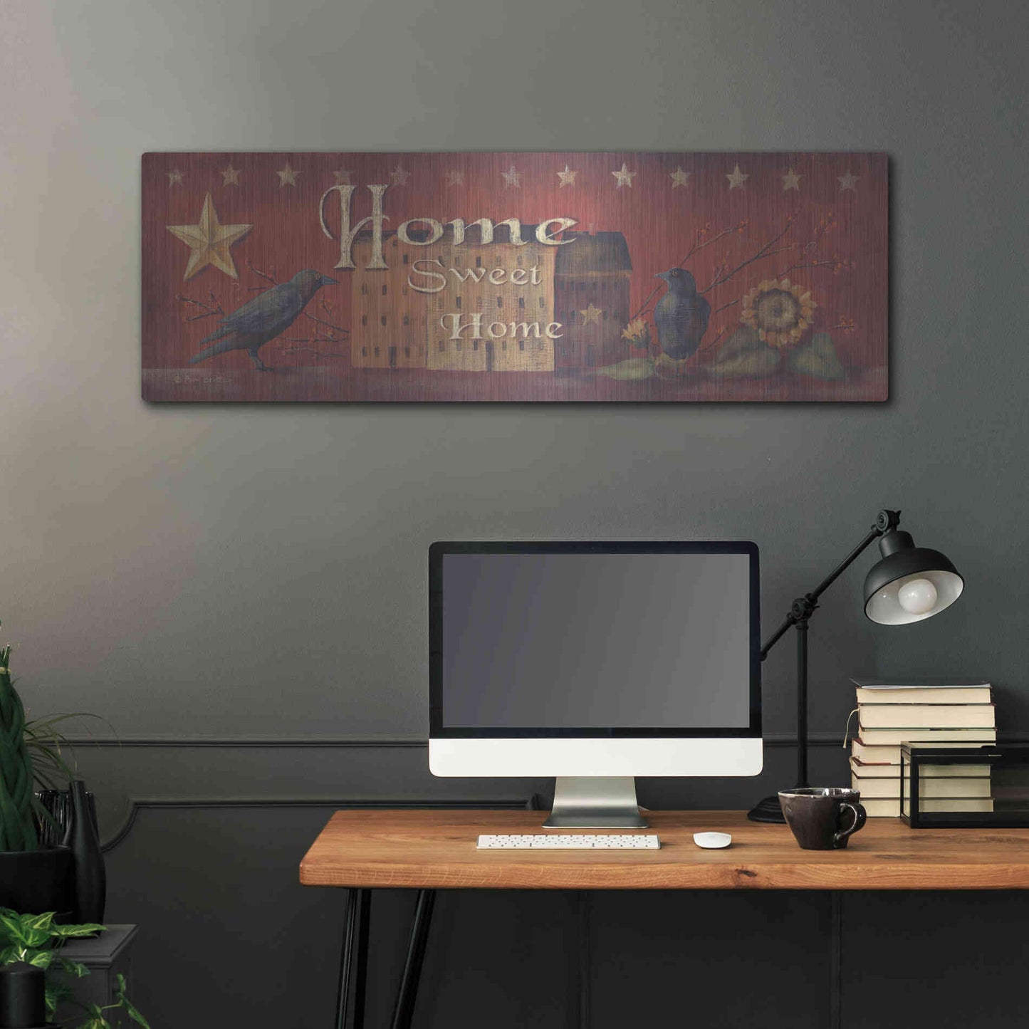 Luxe Metal Art 'Home Sweet Home' by Pam Britton, Metal Wall Art,48x16