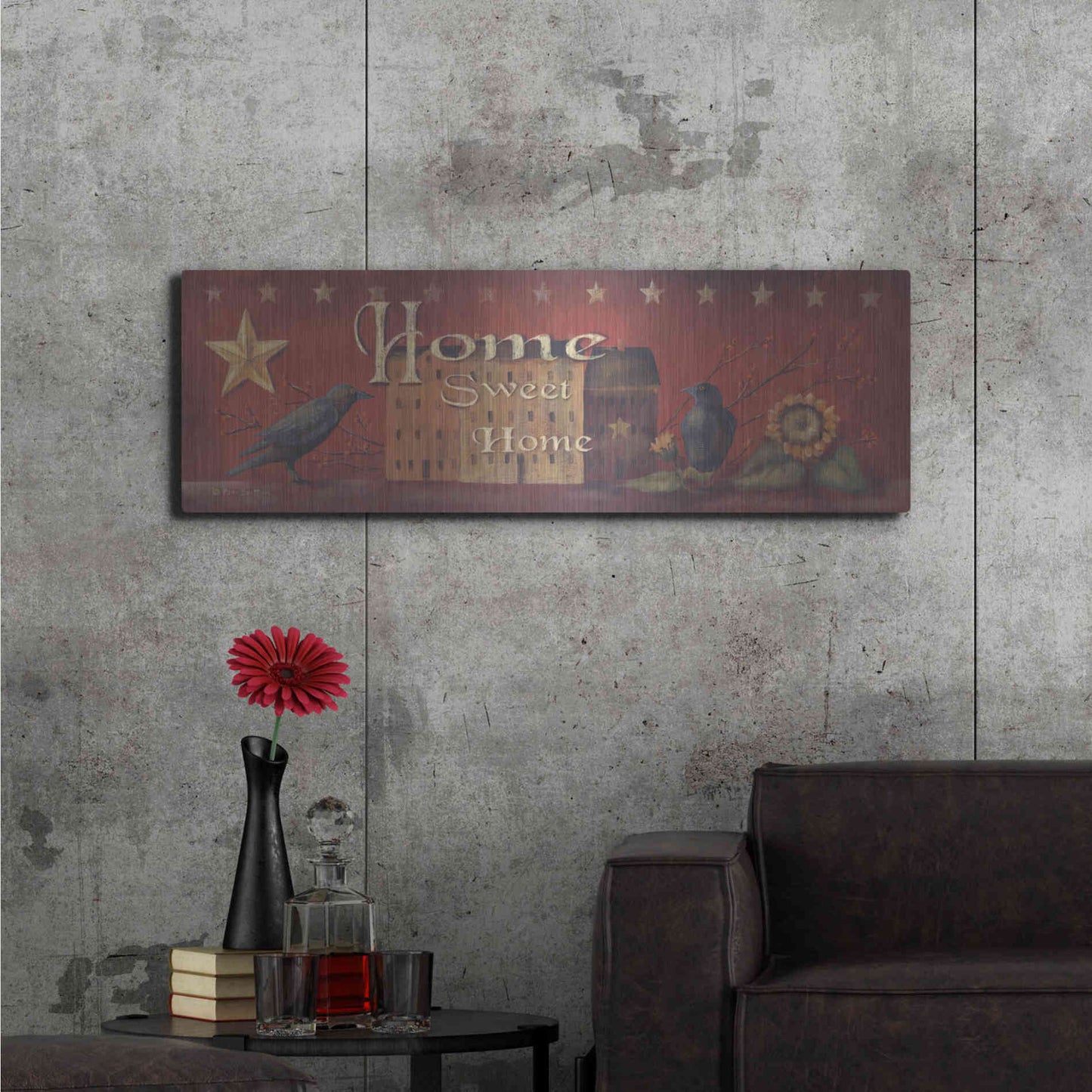 Luxe Metal Art 'Home Sweet Home' by Pam Britton, Metal Wall Art,48x16