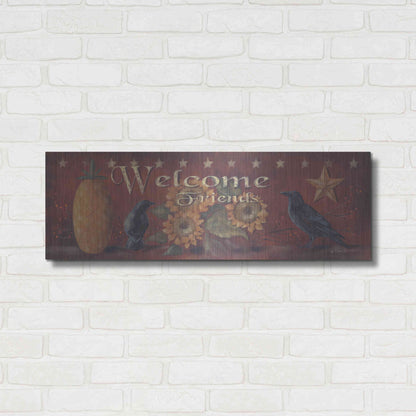 Luxe Metal Art 'Welcome Friends' by Pam Britton, Metal Wall Art,36x12