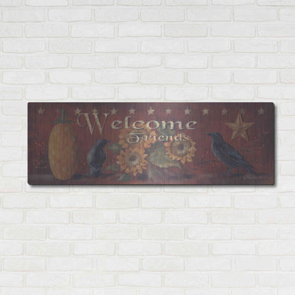 Luxe Metal Art 'Welcome Friends' by Pam Britton, Metal Wall Art,48x16