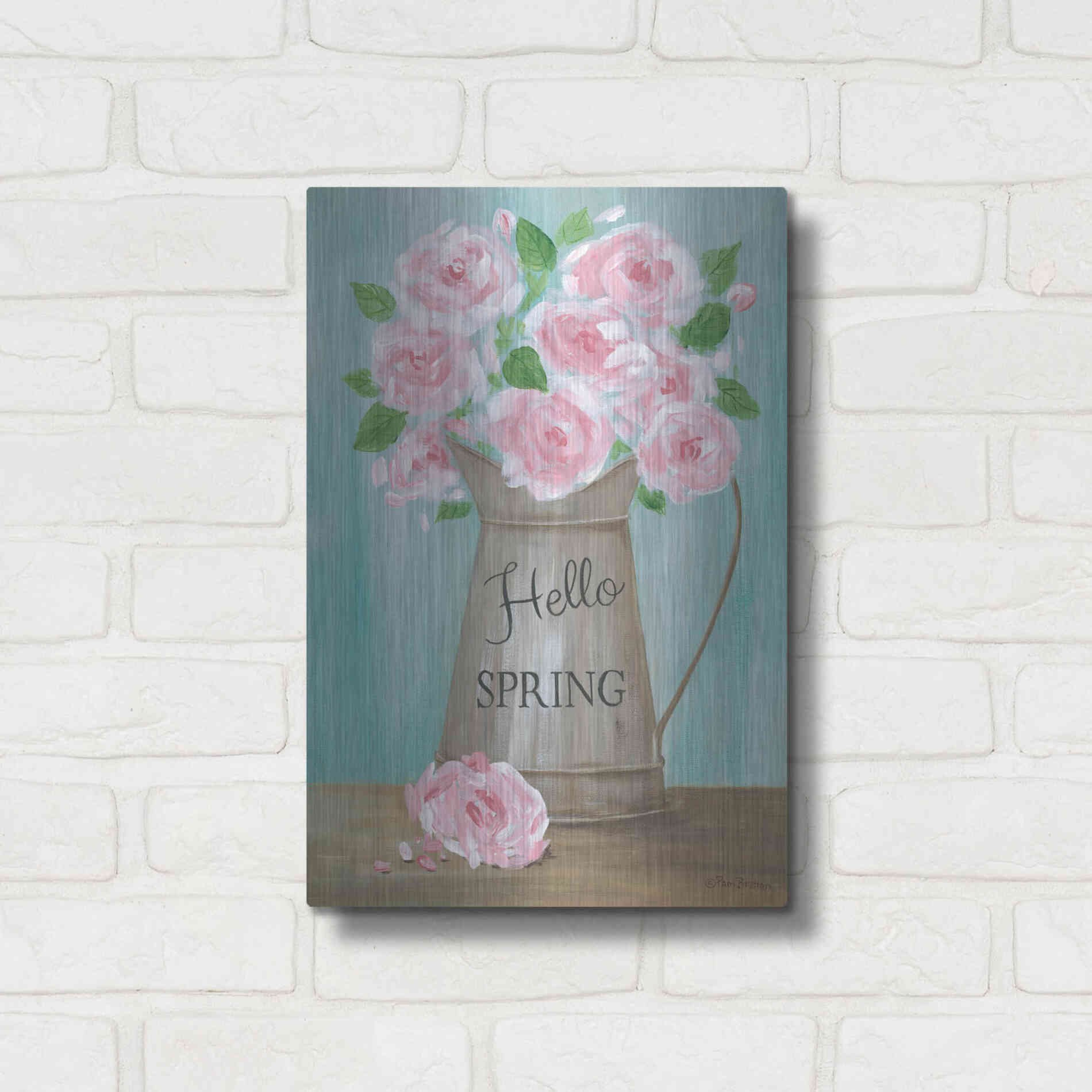 Luxe Metal Art 'Hello Spring Roses' by Pam Britton, Metal Wall Art,12x16