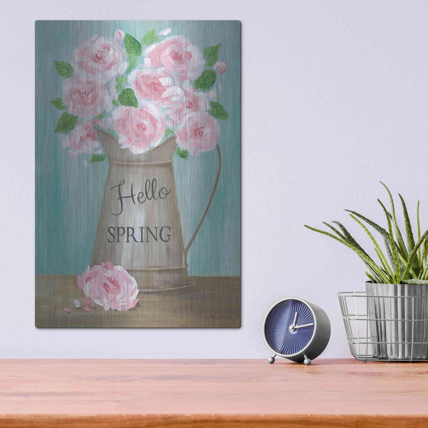 Luxe Metal Art 'Hello Spring Roses' by Pam Britton, Metal Wall Art,12x16