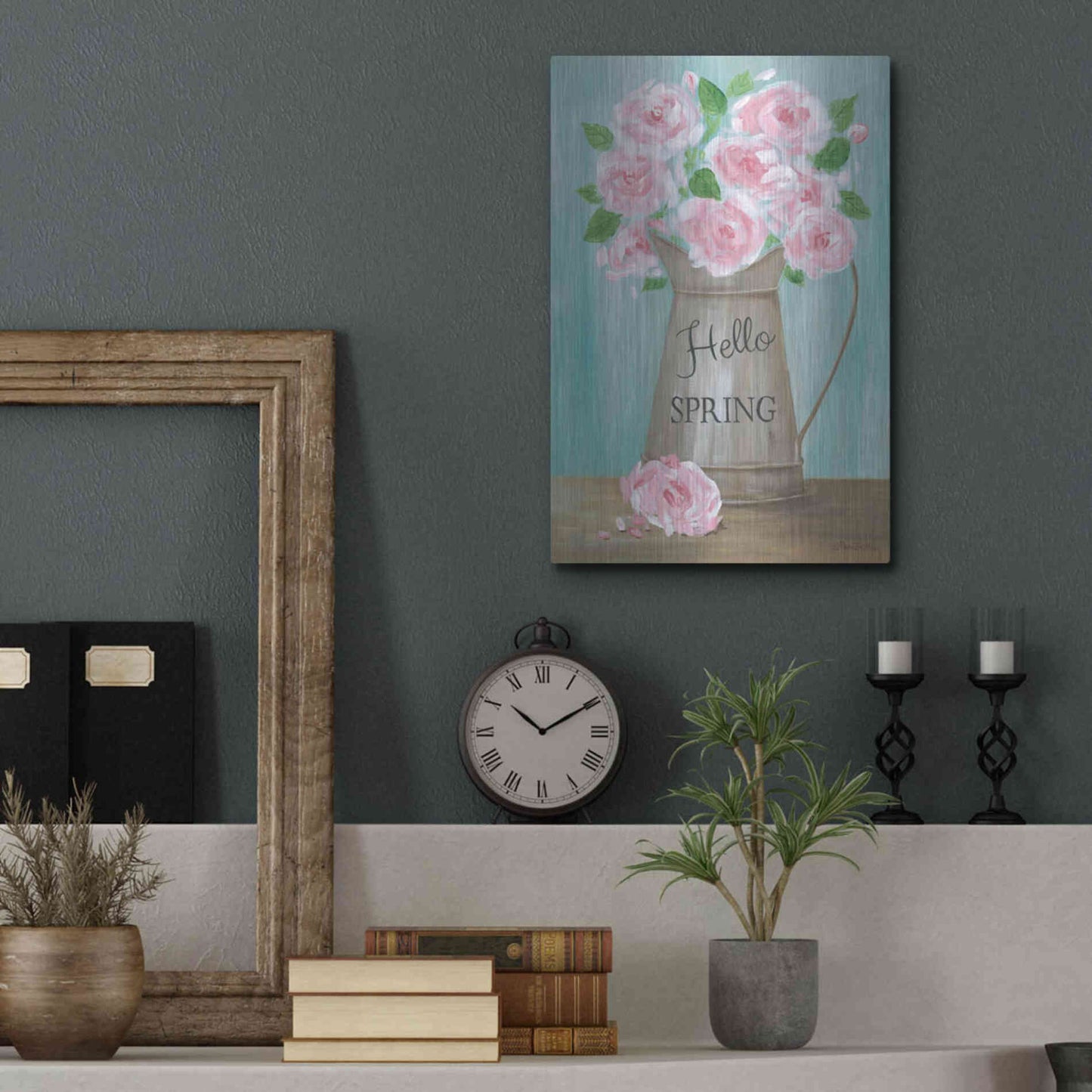 Luxe Metal Art 'Hello Spring Roses' by Pam Britton, Metal Wall Art,12x16