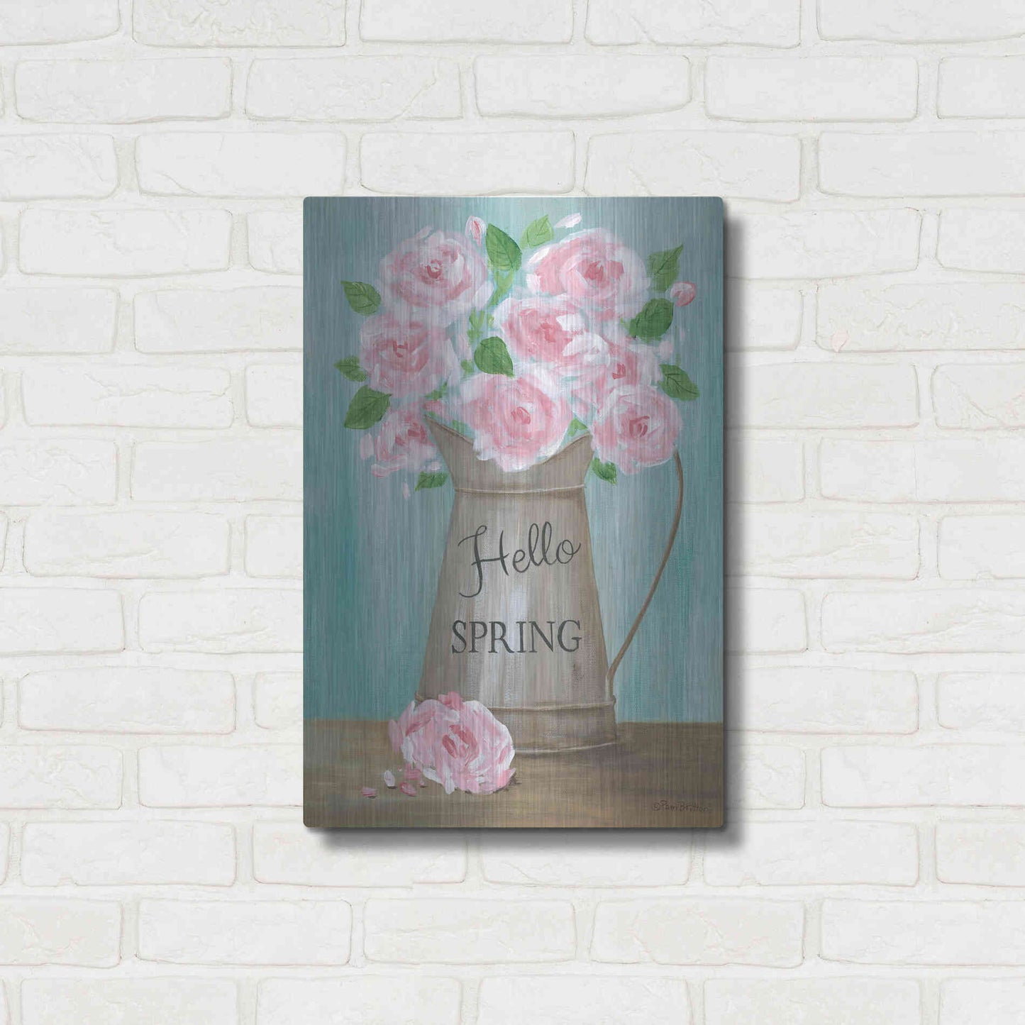 Luxe Metal Art 'Hello Spring Roses' by Pam Britton, Metal Wall Art,16x24