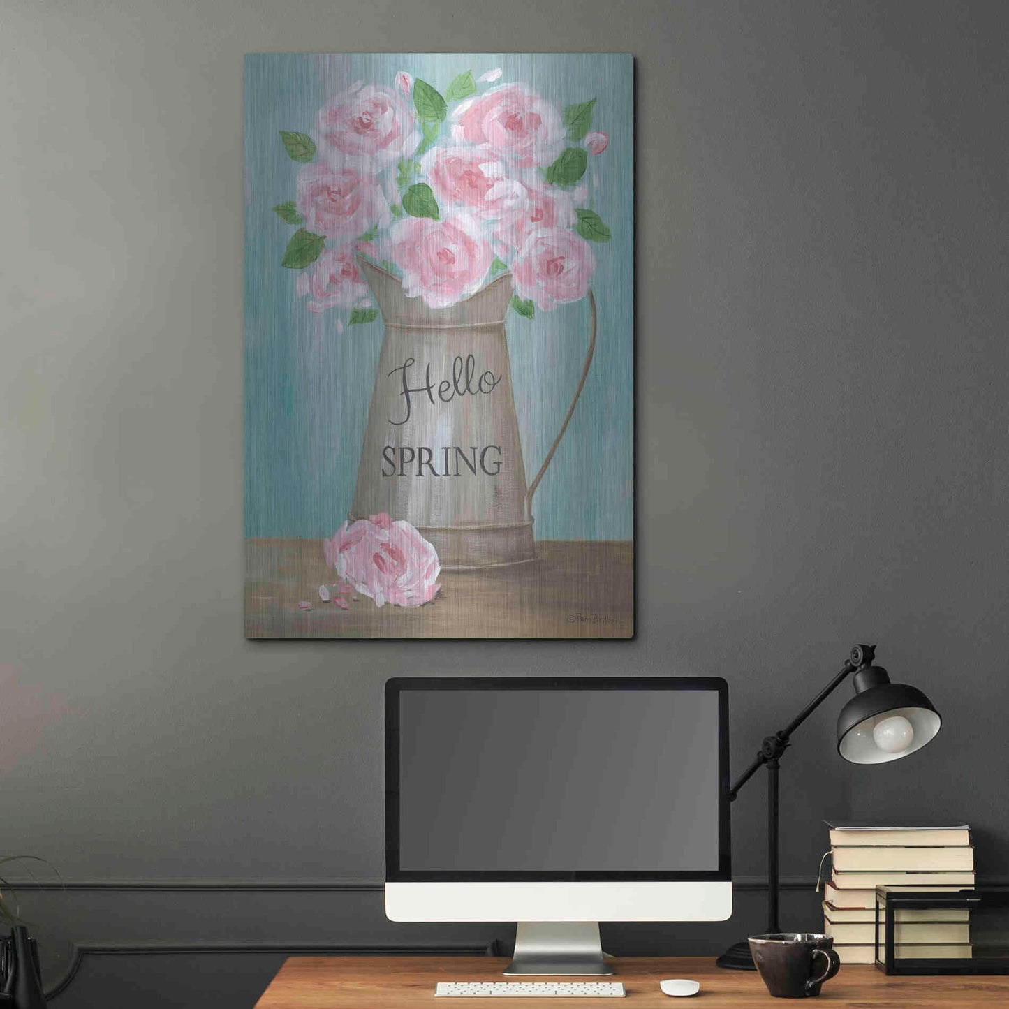 Luxe Metal Art 'Hello Spring Roses' by Pam Britton, Metal Wall Art,24x36