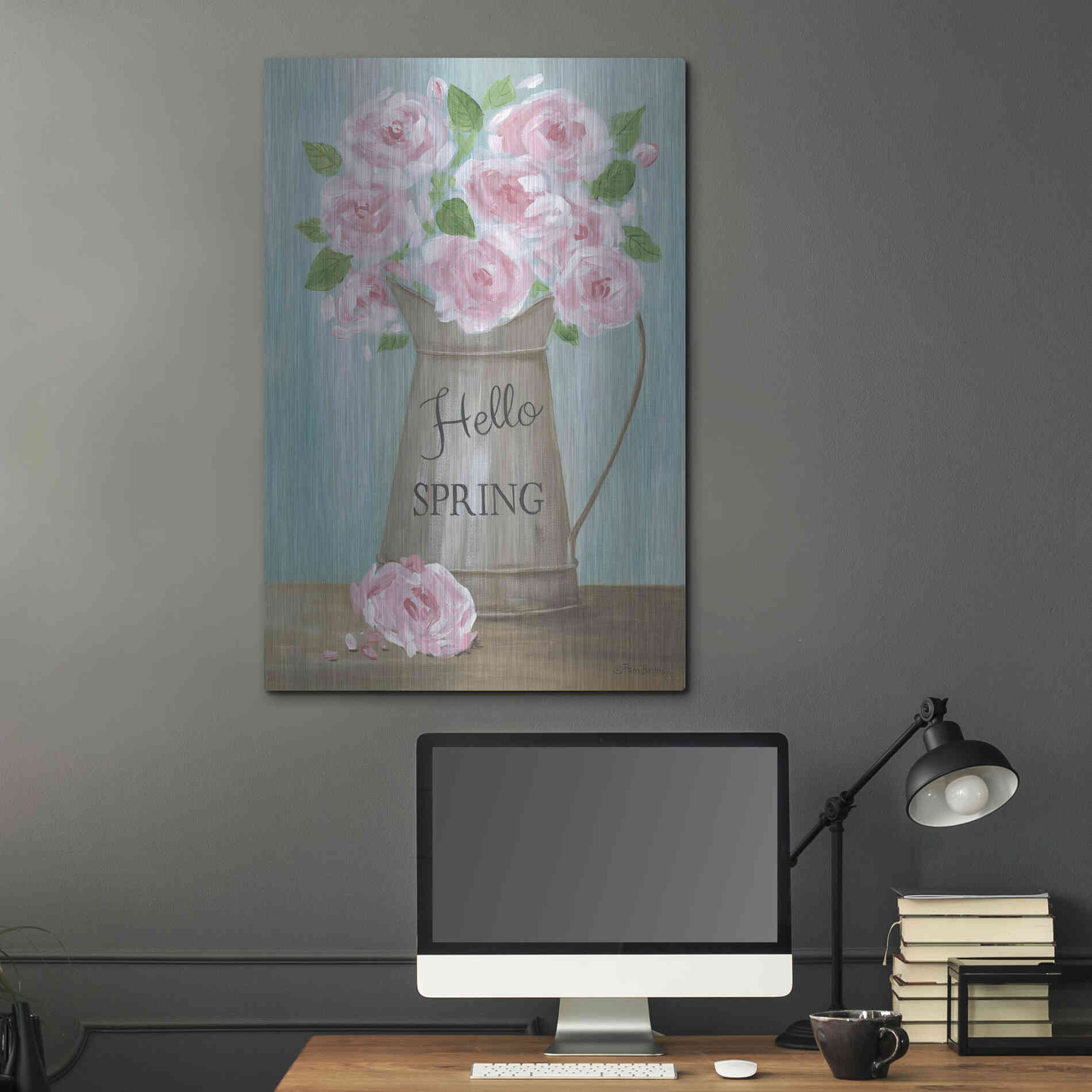 Luxe Metal Art 'Hello Spring Roses' by Pam Britton, Metal Wall Art,24x36