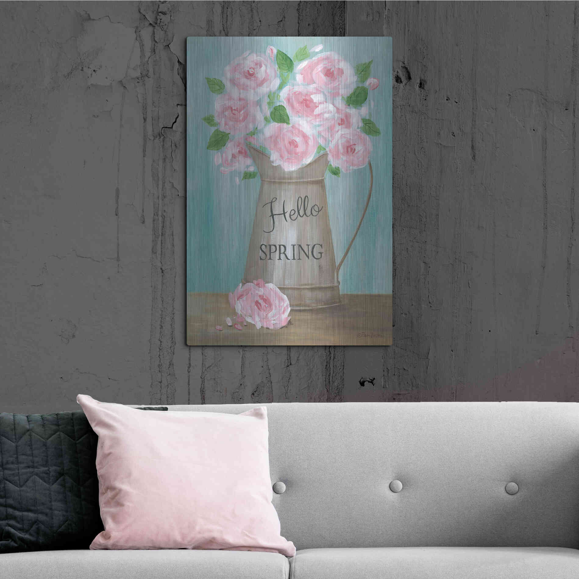 Luxe Metal Art 'Hello Spring Roses' by Pam Britton, Metal Wall Art,24x36