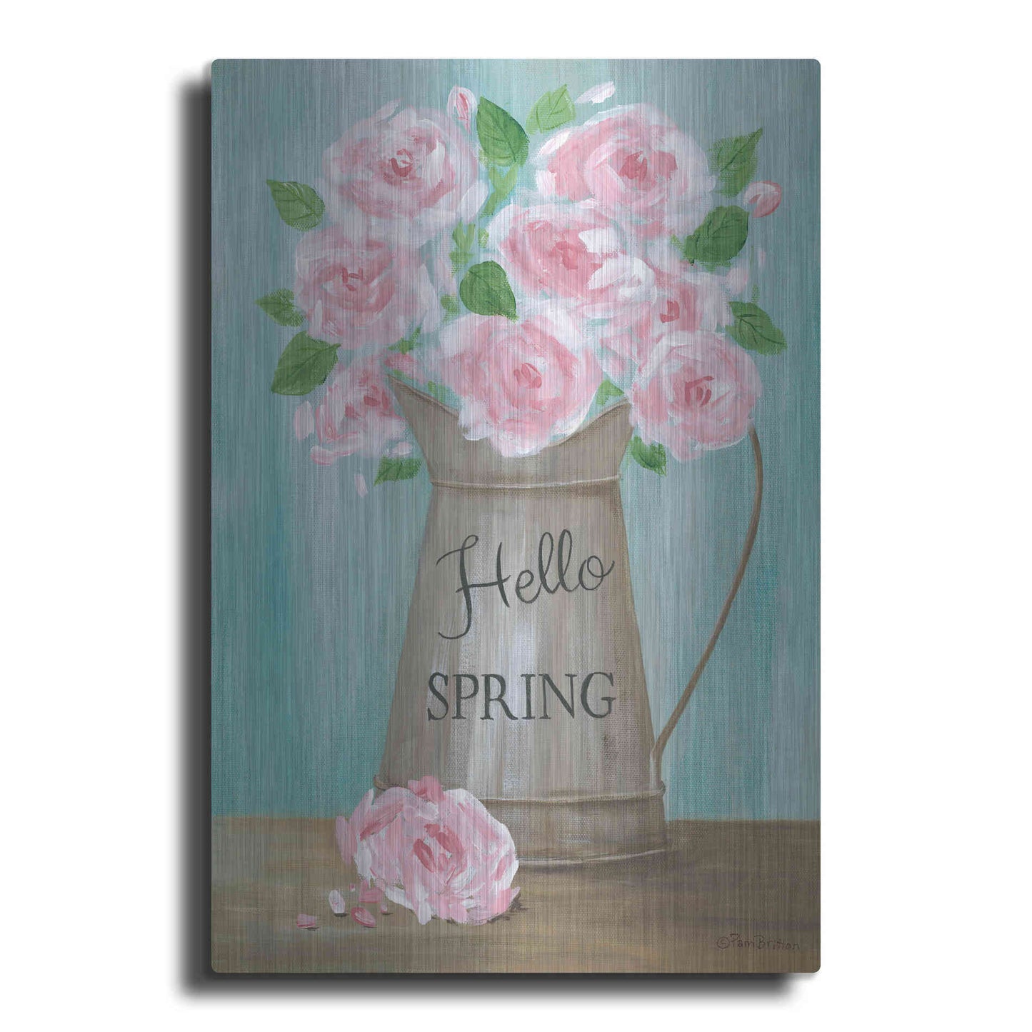 Luxe Metal Art 'Hello Spring Roses' by Pam Britton, Metal Wall Art