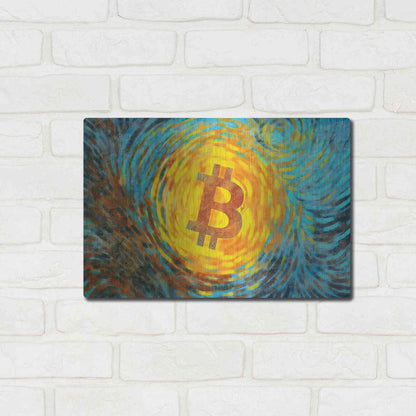 Luxe Metal Art 'Van Gogh Bitcoin' by Katalina, Metal Wall Art,16x12