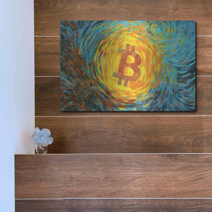 Luxe Metal Art 'Van Gogh Bitcoin' by Katalina, Metal Wall Art,16x12